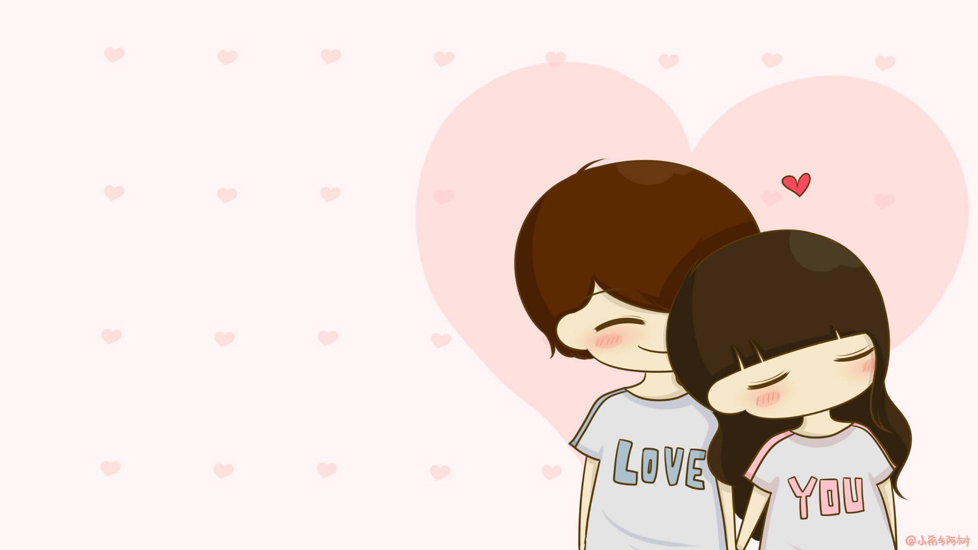 小希和阿树 卡通 手绘 可爱  爱情