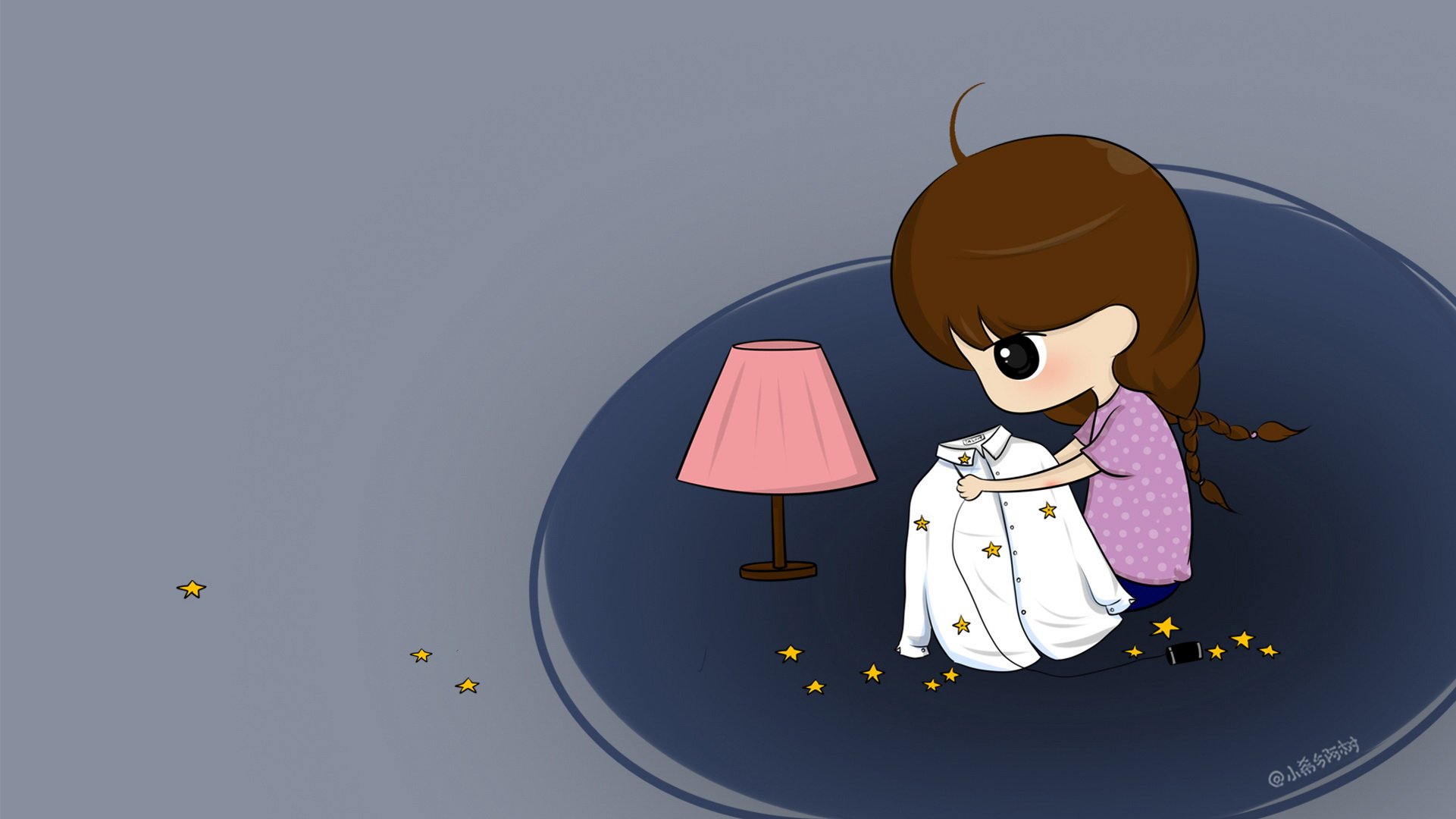 小希和阿树 卡通 手绘 可爱  爱情