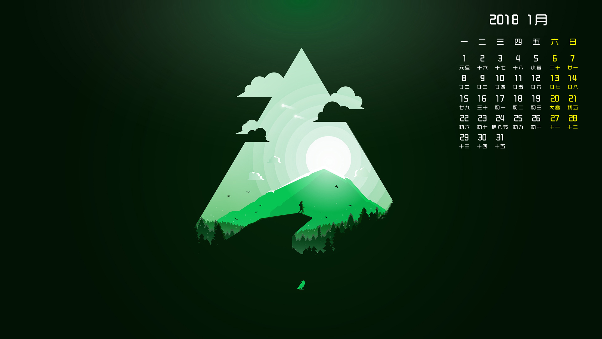 月历 2018年1月