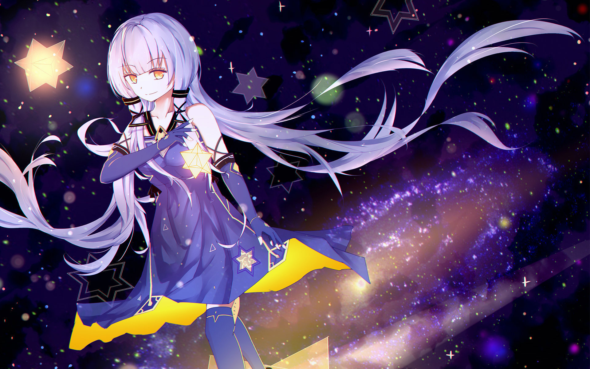 动漫 可爱 少女 星空