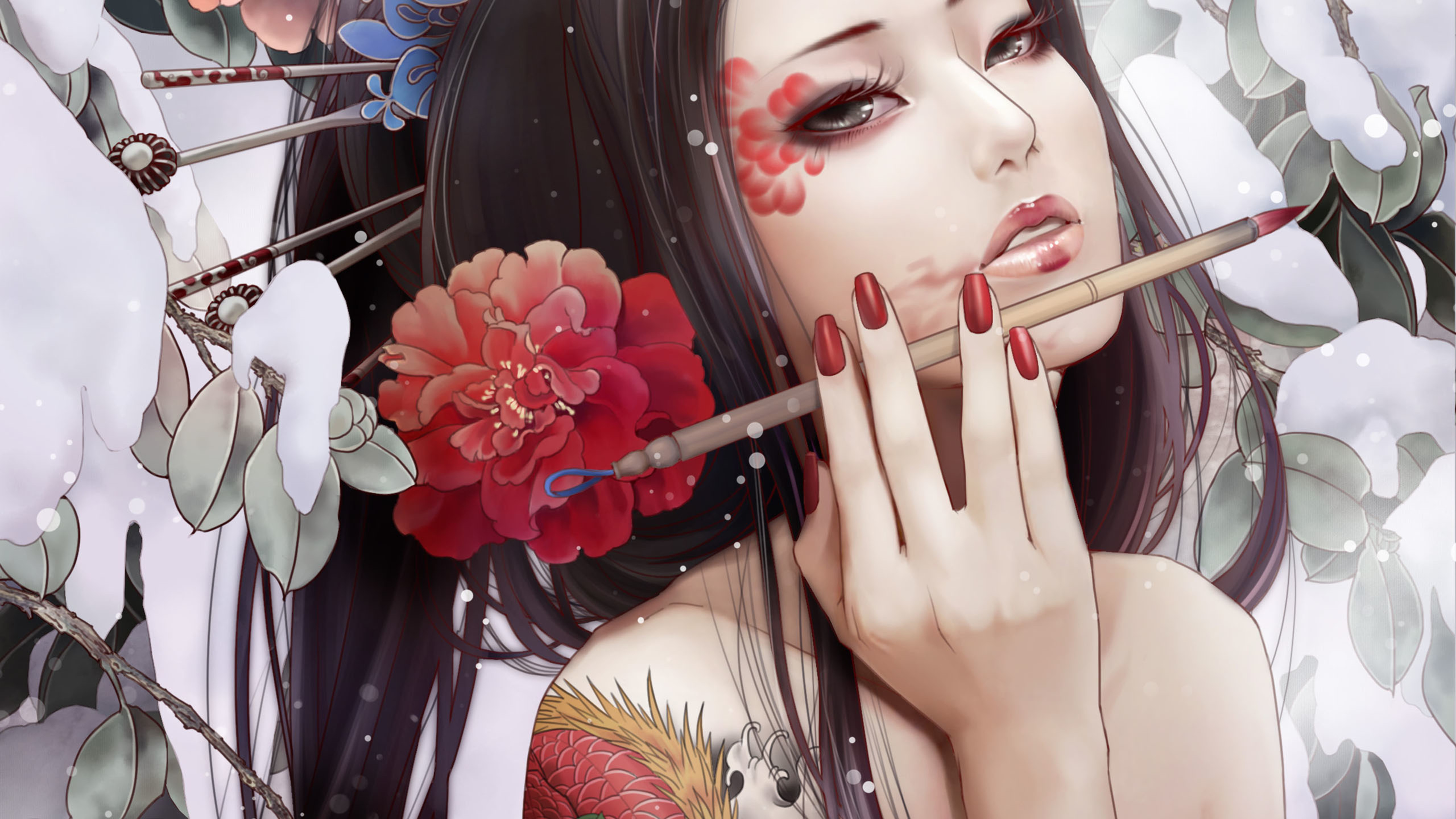 水墨风 手绘美女