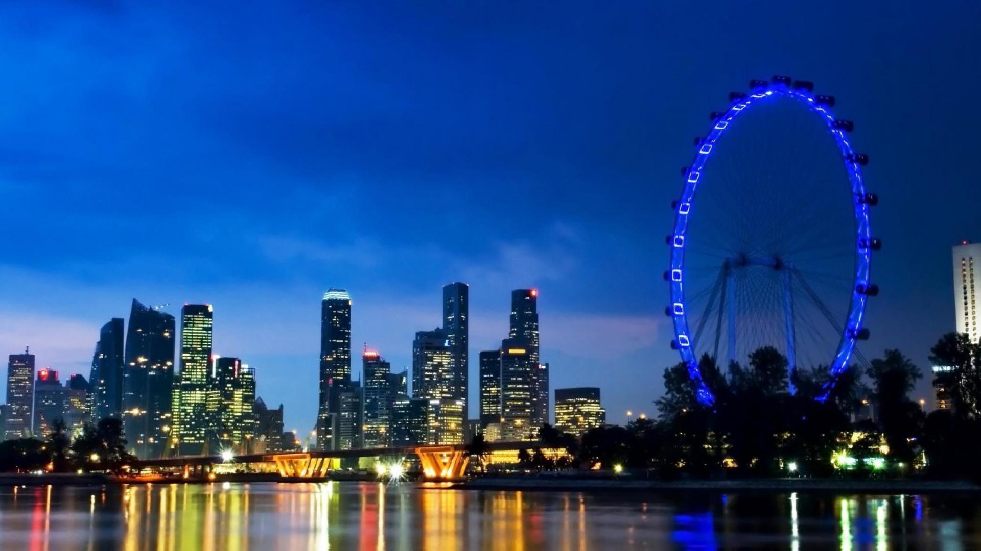 风景 城市夜色 摩天轮 美丽