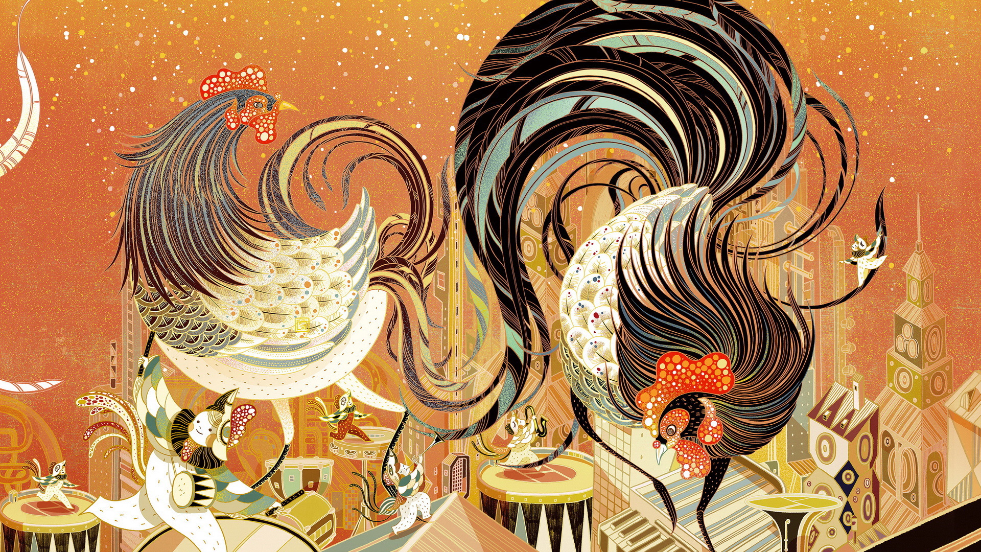 2017 新年快乐 鸡年大吉 雄鸡