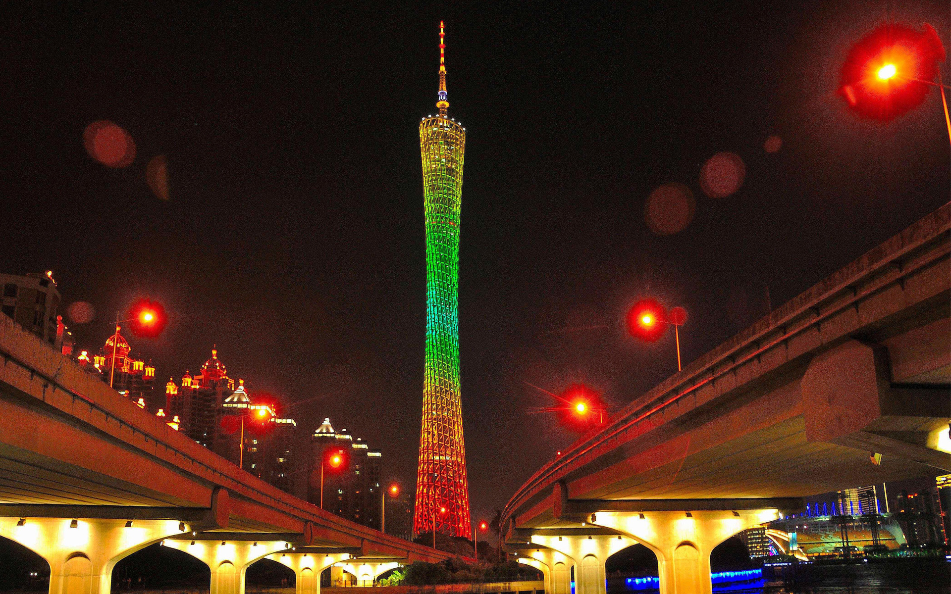 城市夜景  广州塔  夜晚风景