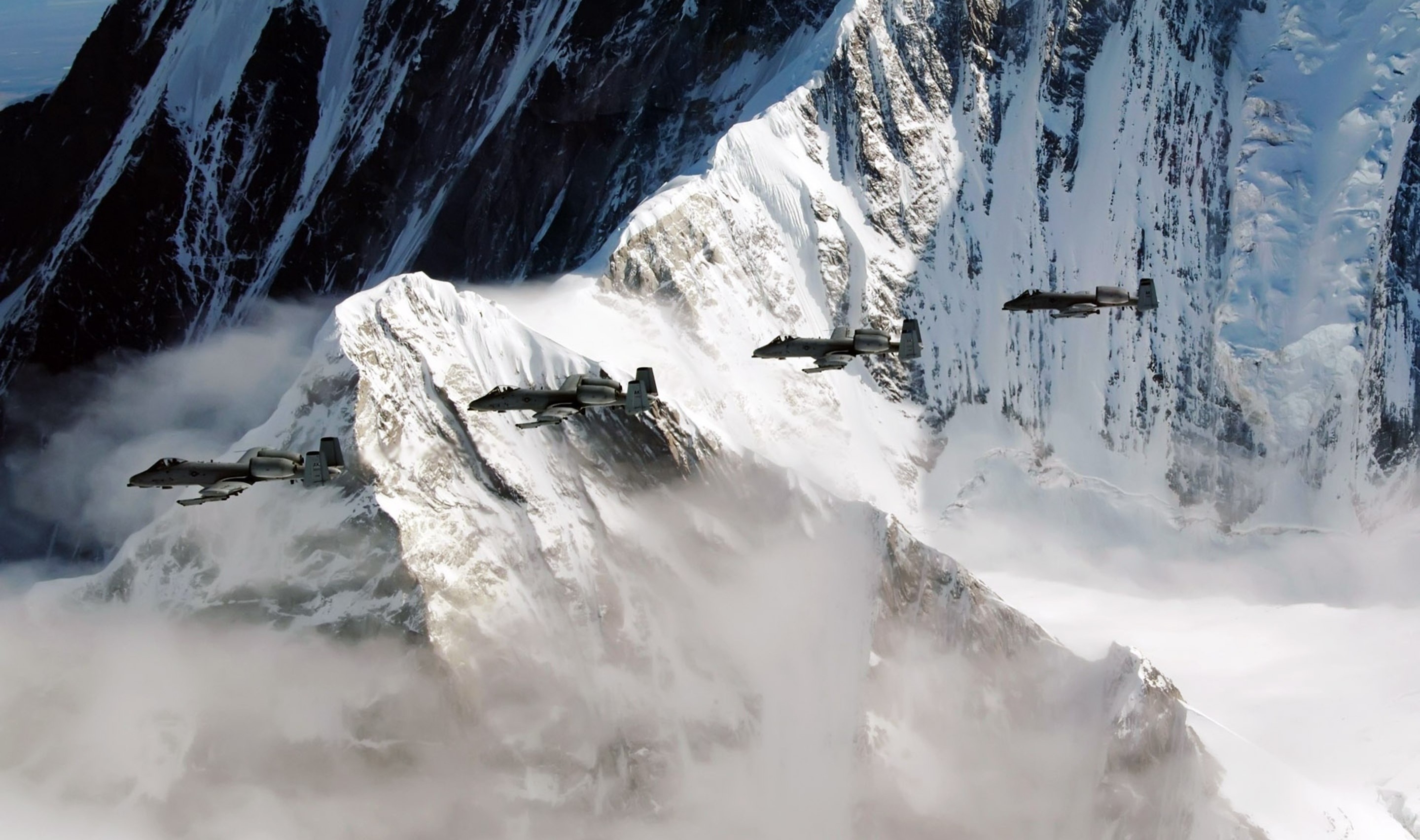 飞机 蓝天 山脉 雪景