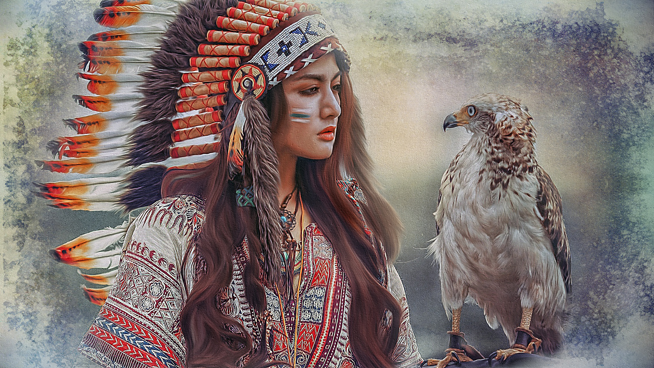 印第安 老鹰 油画