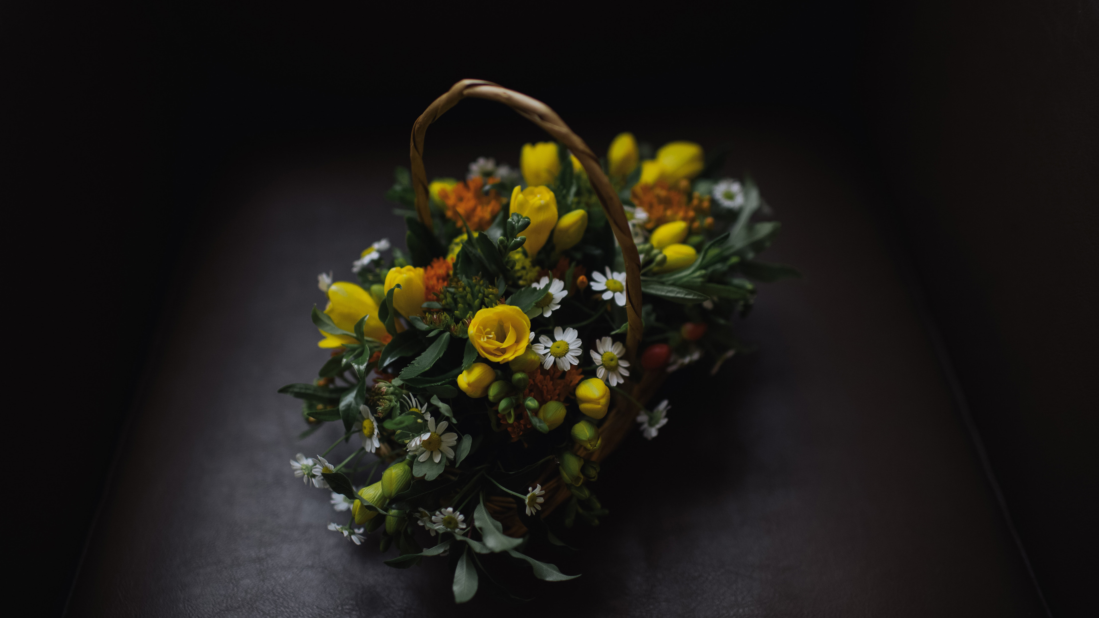 4K 小清新 花朵 花篮