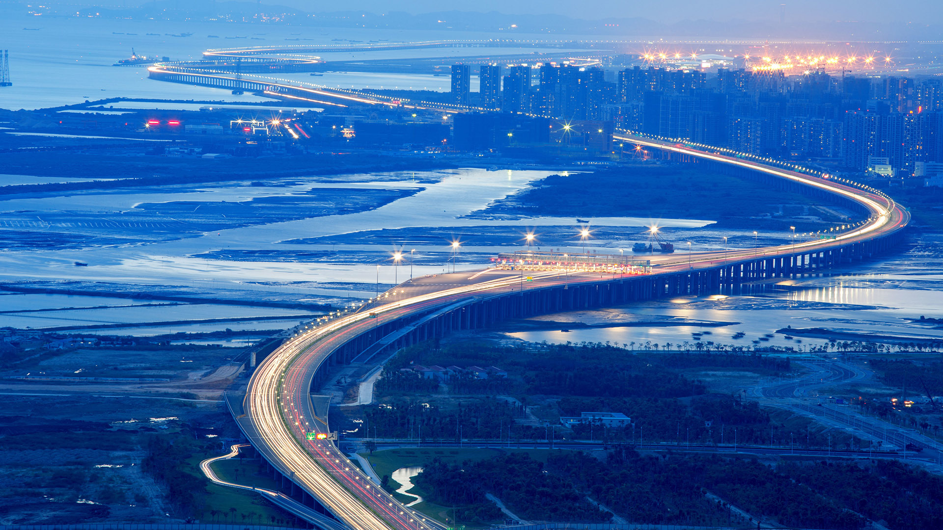 风景 城市夜景 公路 宽屏