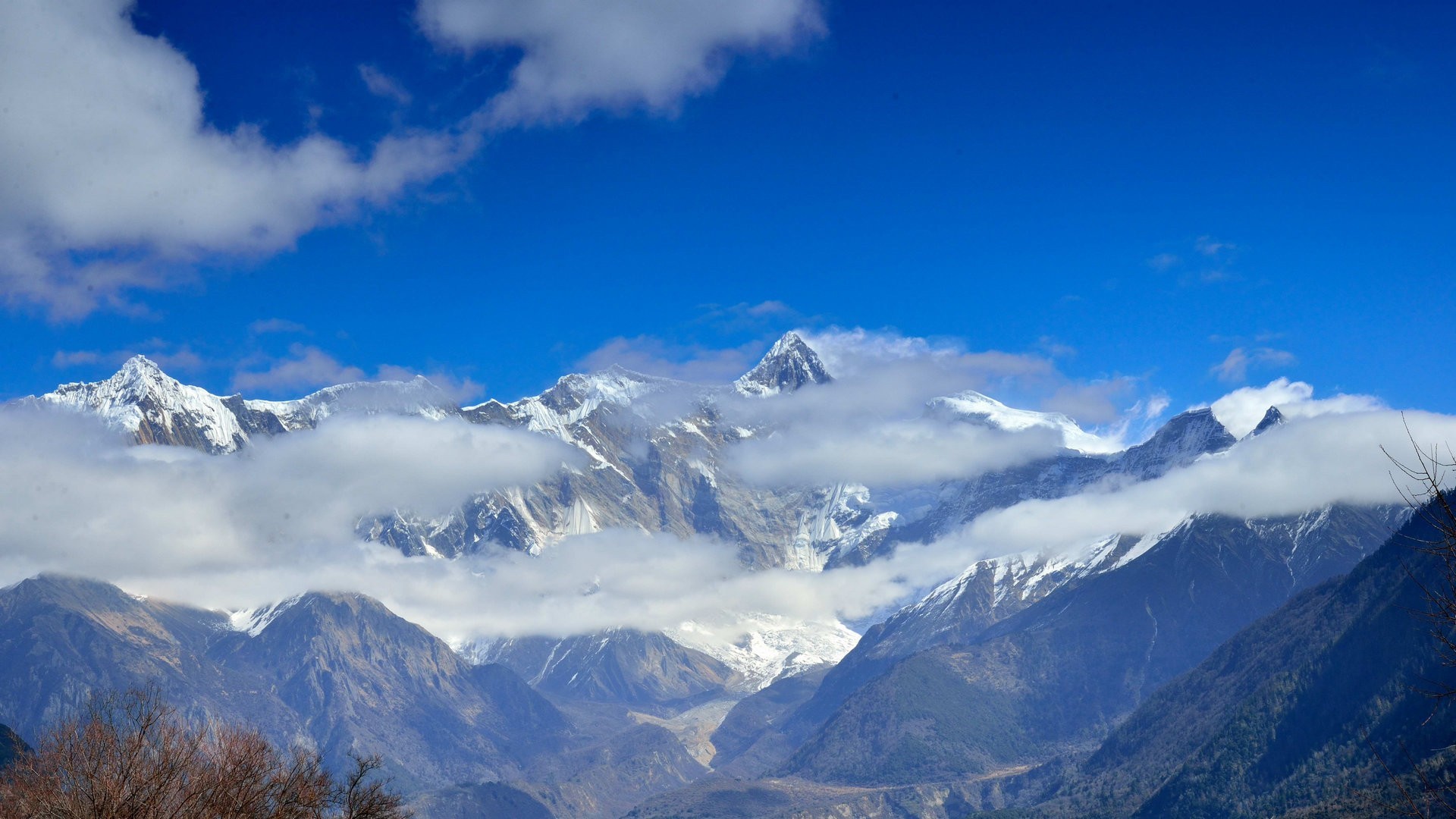 风景 蓝天白云 雪山 高山