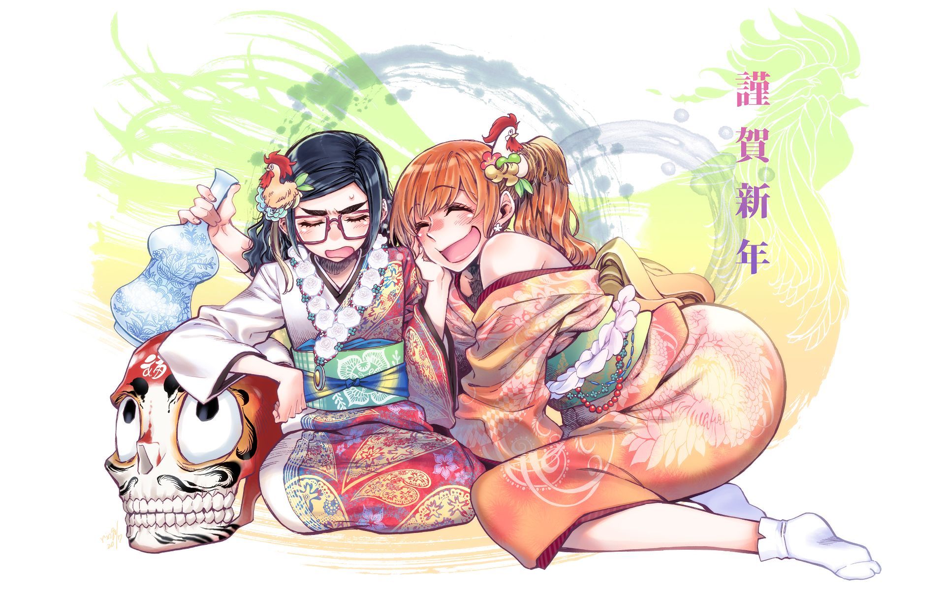 新年快乐 春节 谨贺新年 二次元