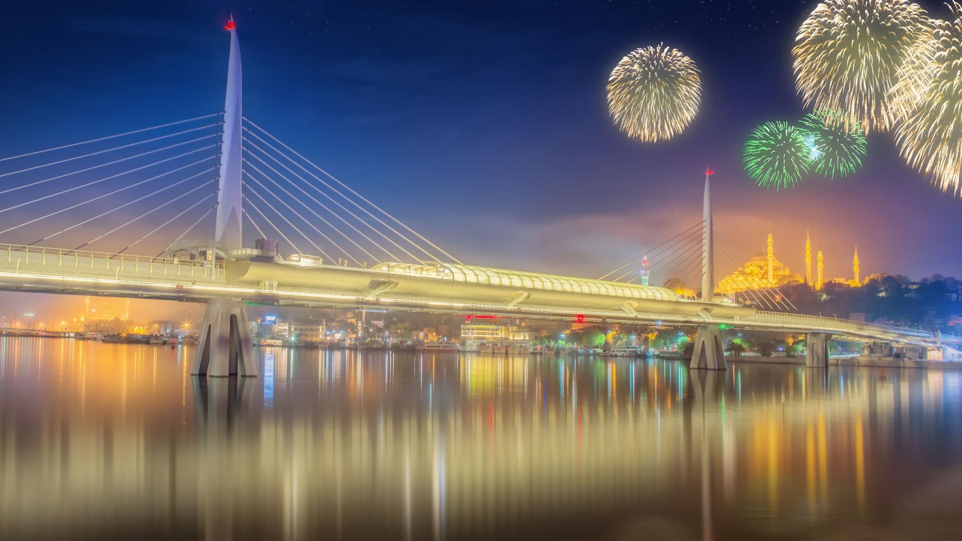风景 城市夜景 桥梁 大桥 建筑
