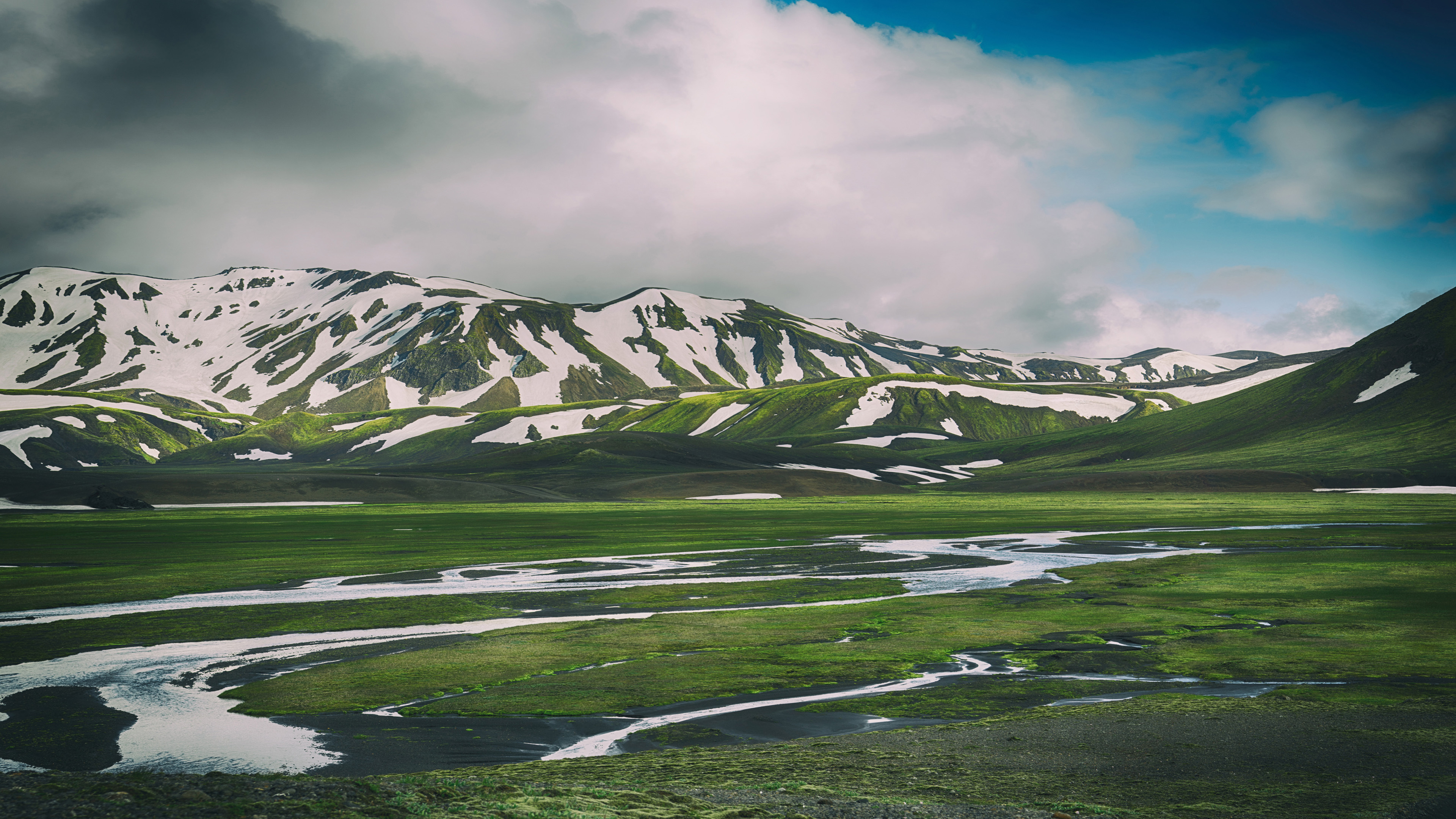 4K 风景 雪山  河流