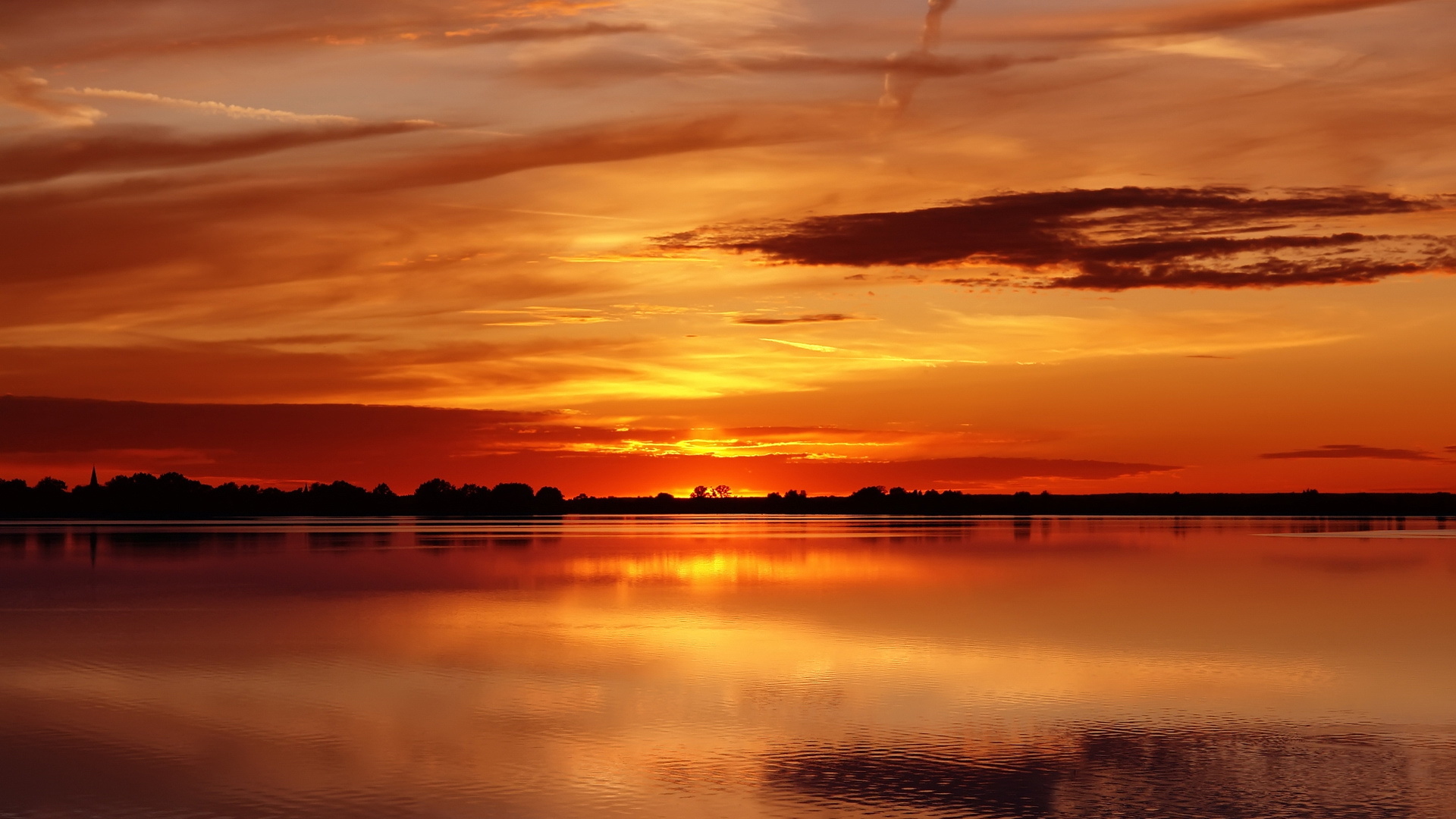 风景 黄昏 夕阳 湖泊
