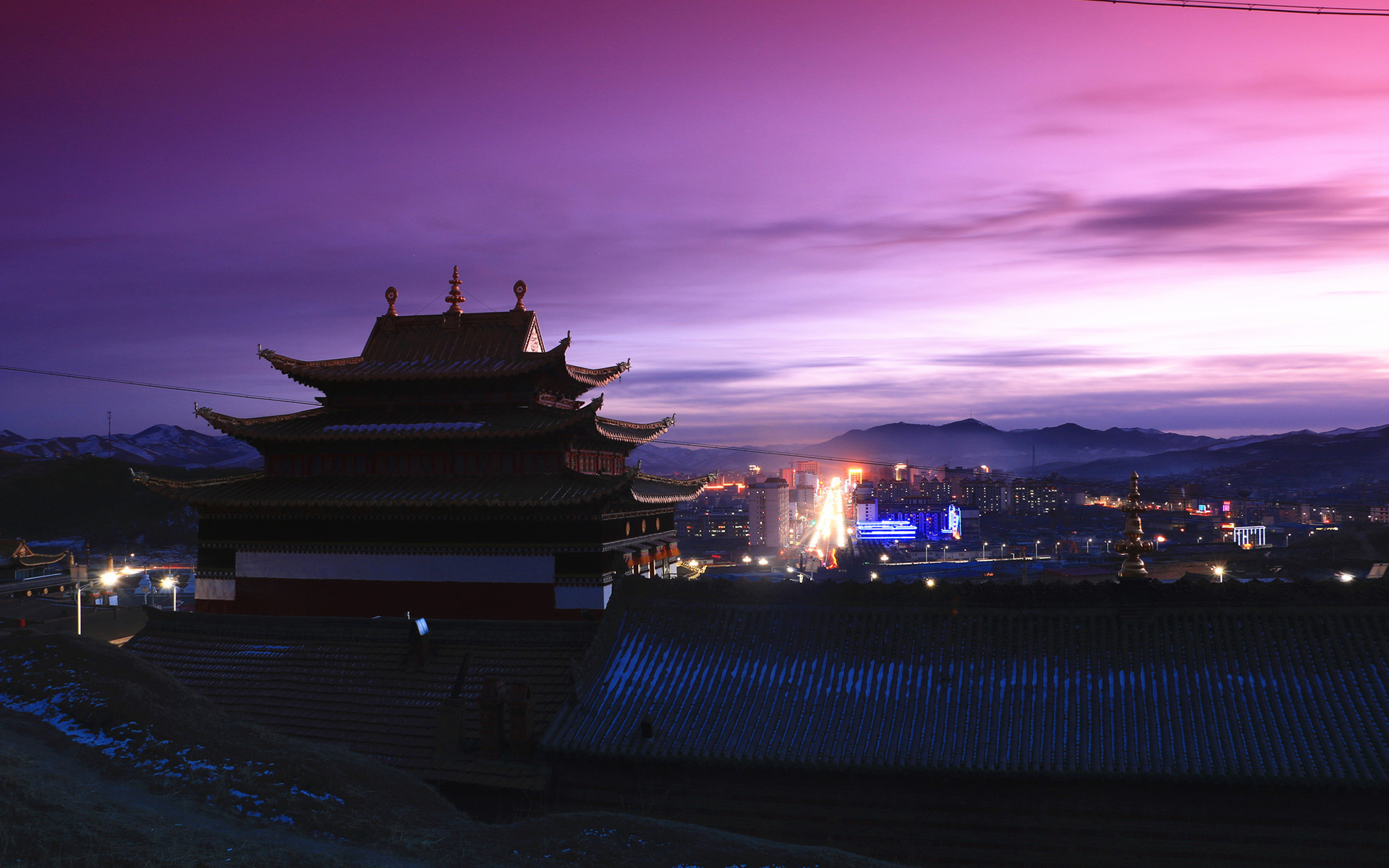 风景 城市夜景 西藏