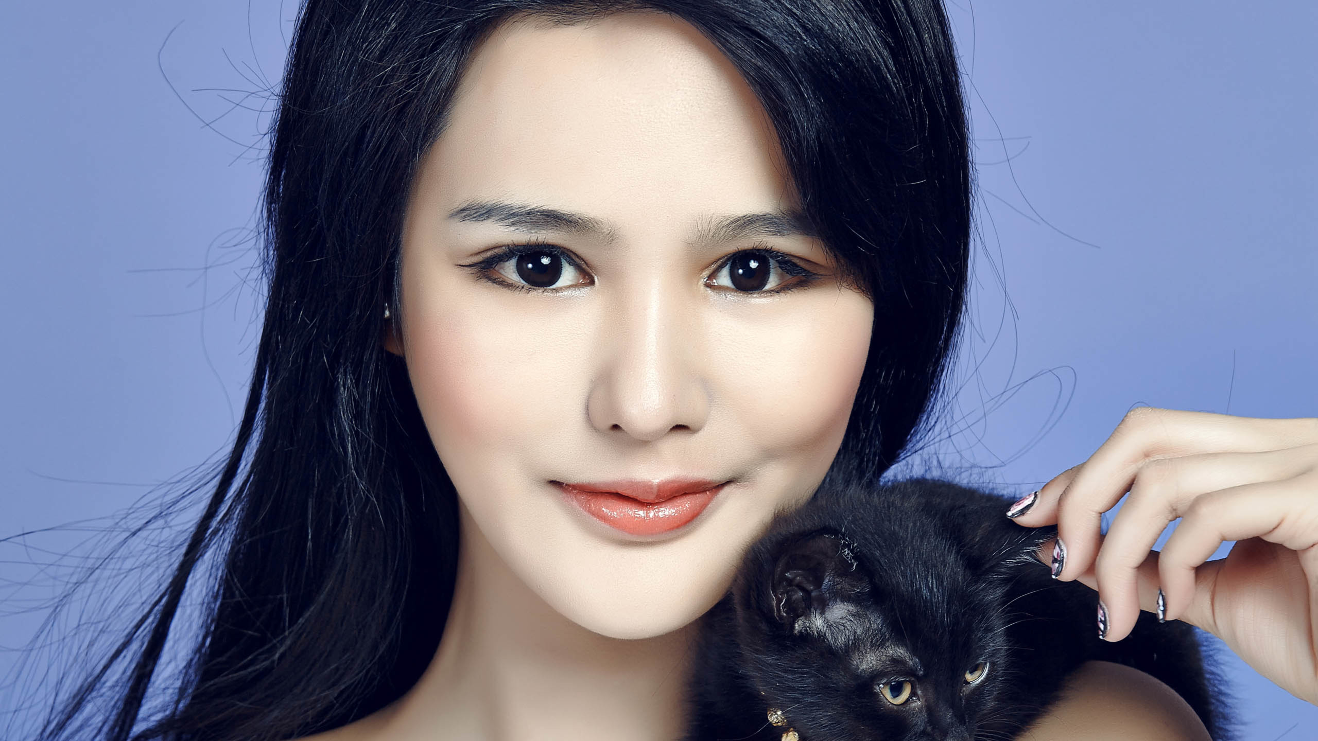 美女 黑猫 精致