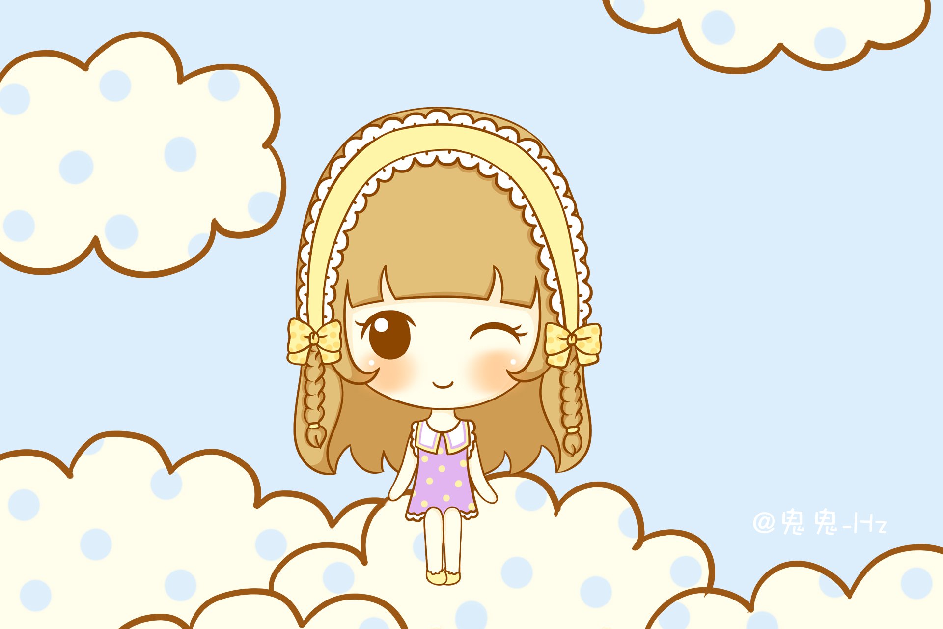 鬼鬼 鬼小妞 可爱 手绘 卡通 女孩 清新