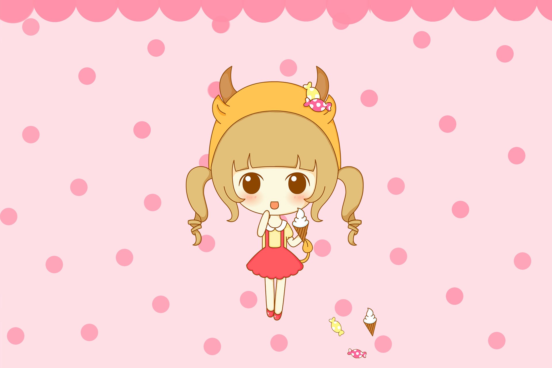 鬼鬼 鬼小妞 可爱 手绘 卡通 女孩 清新