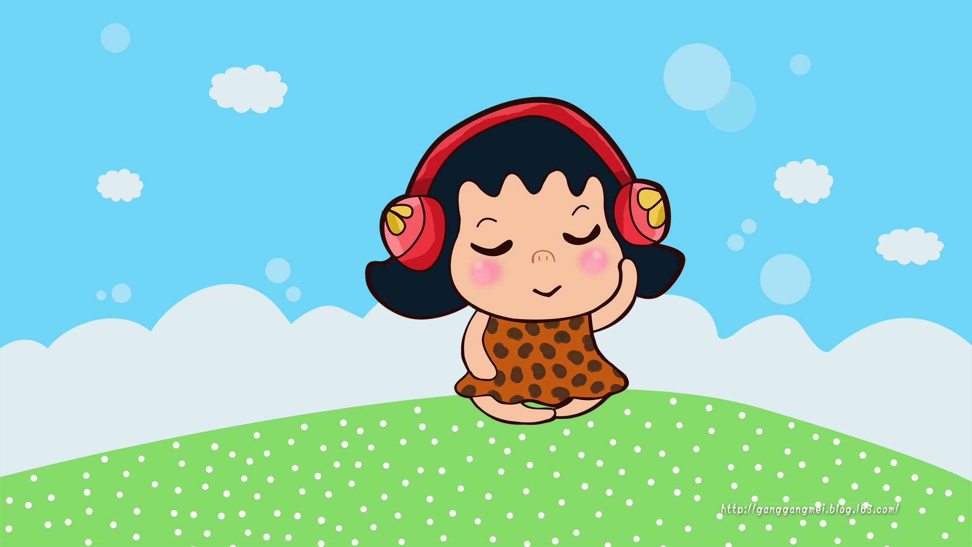 卡通 手绘 女孩 岗岗妹