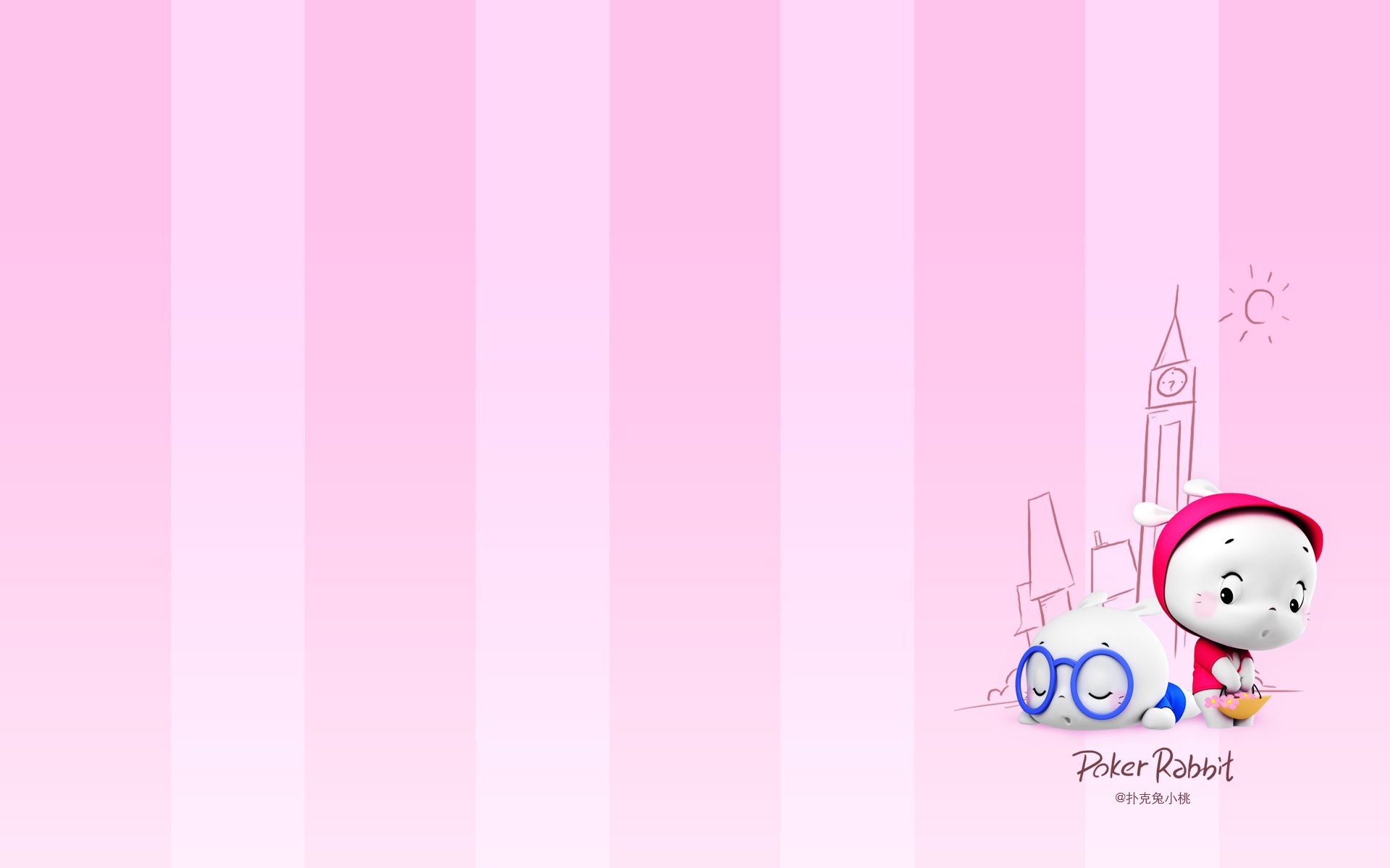 卡通 手绘 扑克兔