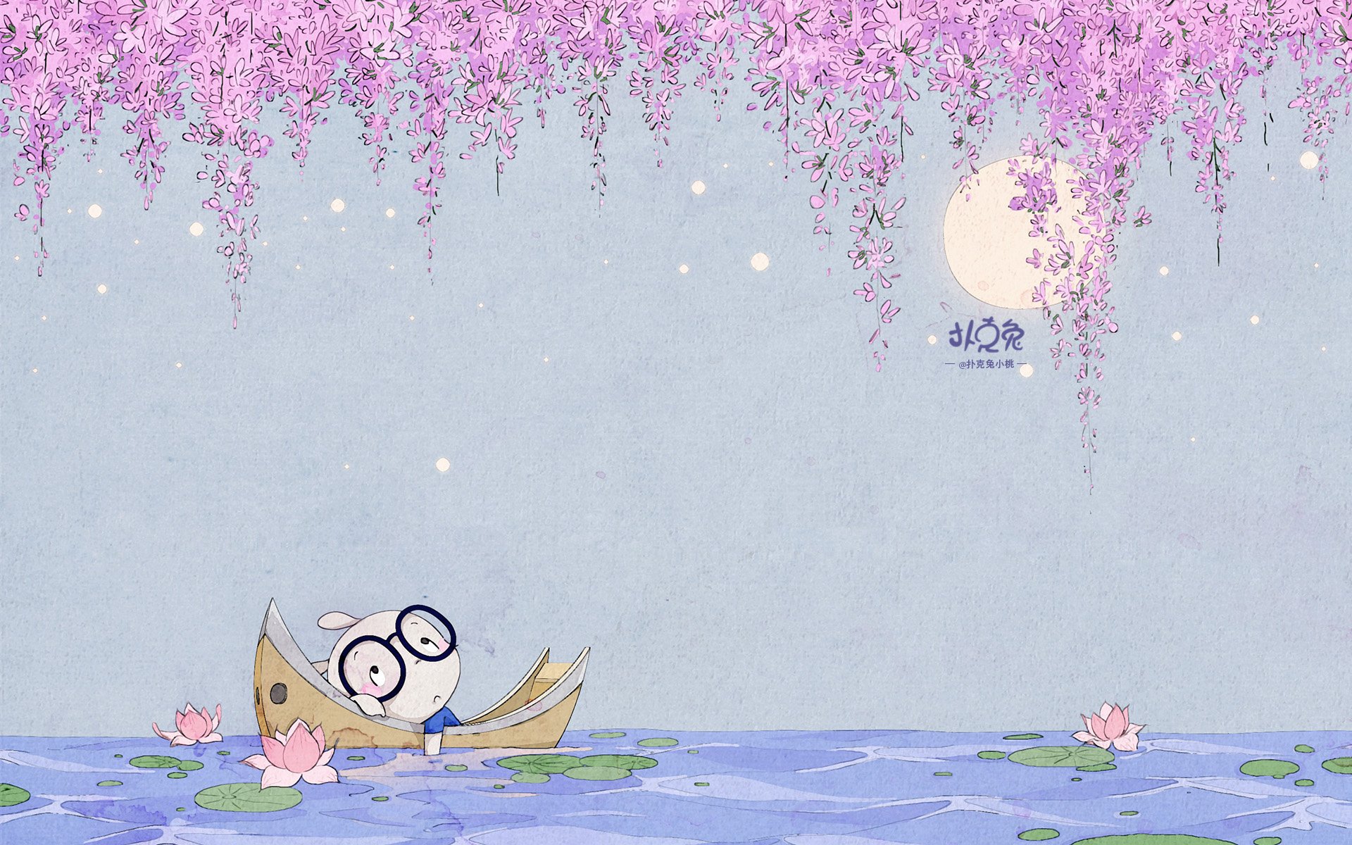 卡通 手绘 扑克兔