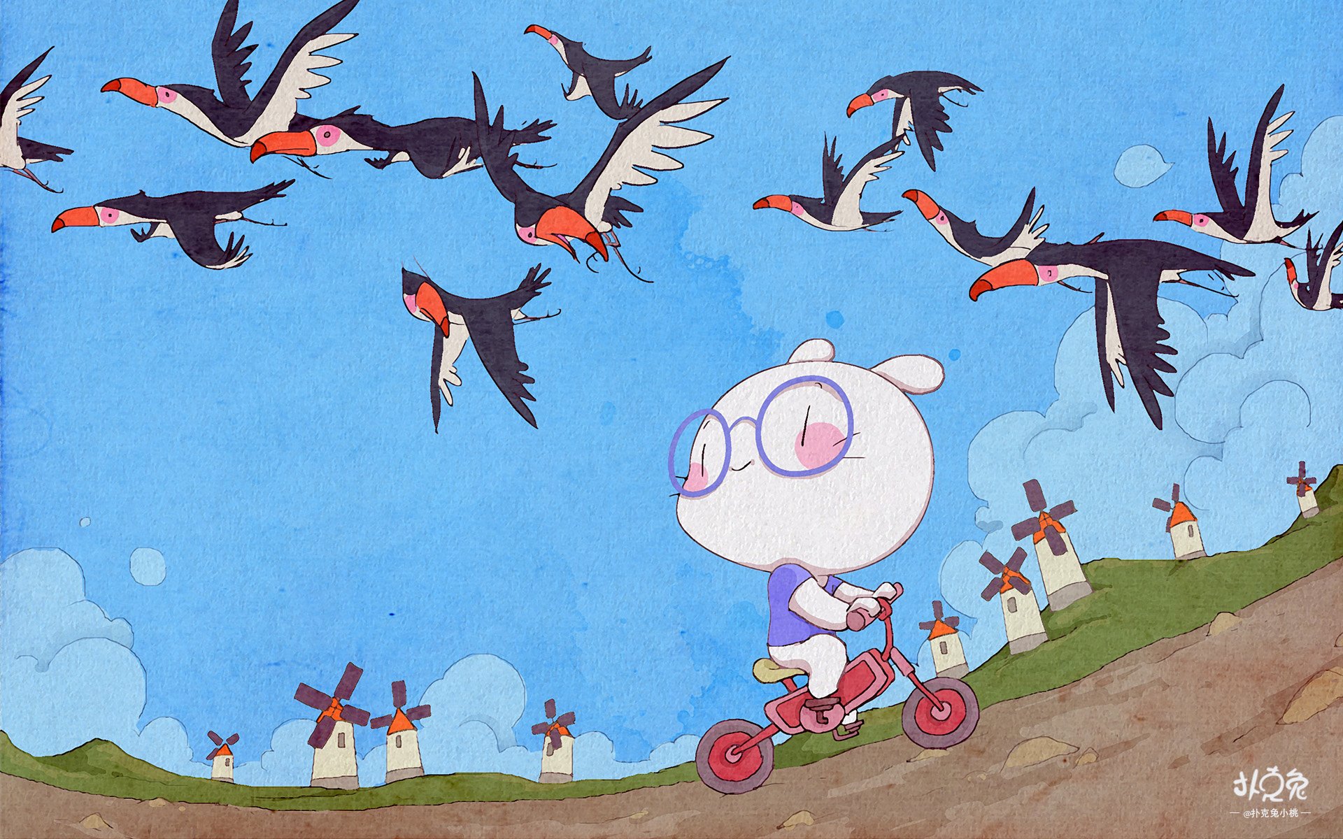 卡通 手绘 扑克兔