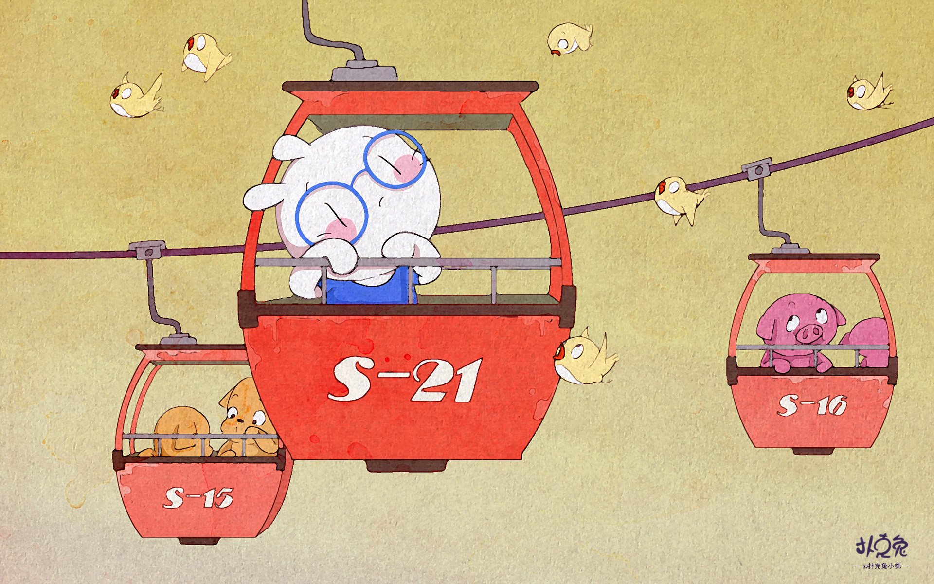 卡通 手绘 扑克兔