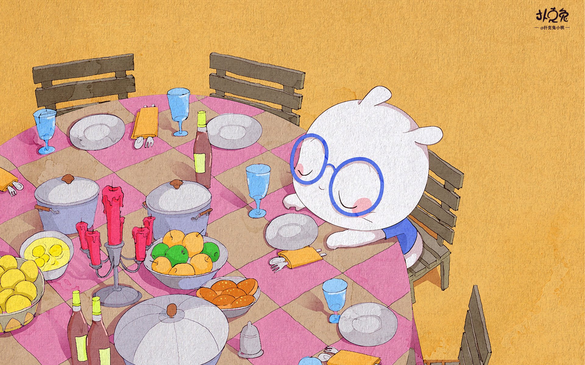 卡通 手绘 扑克兔