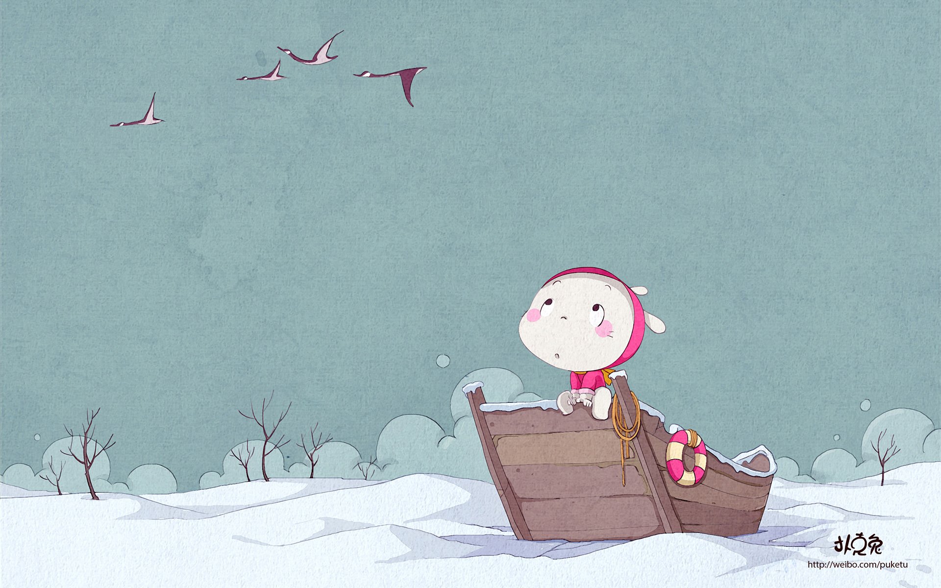 卡通 手绘 扑克兔