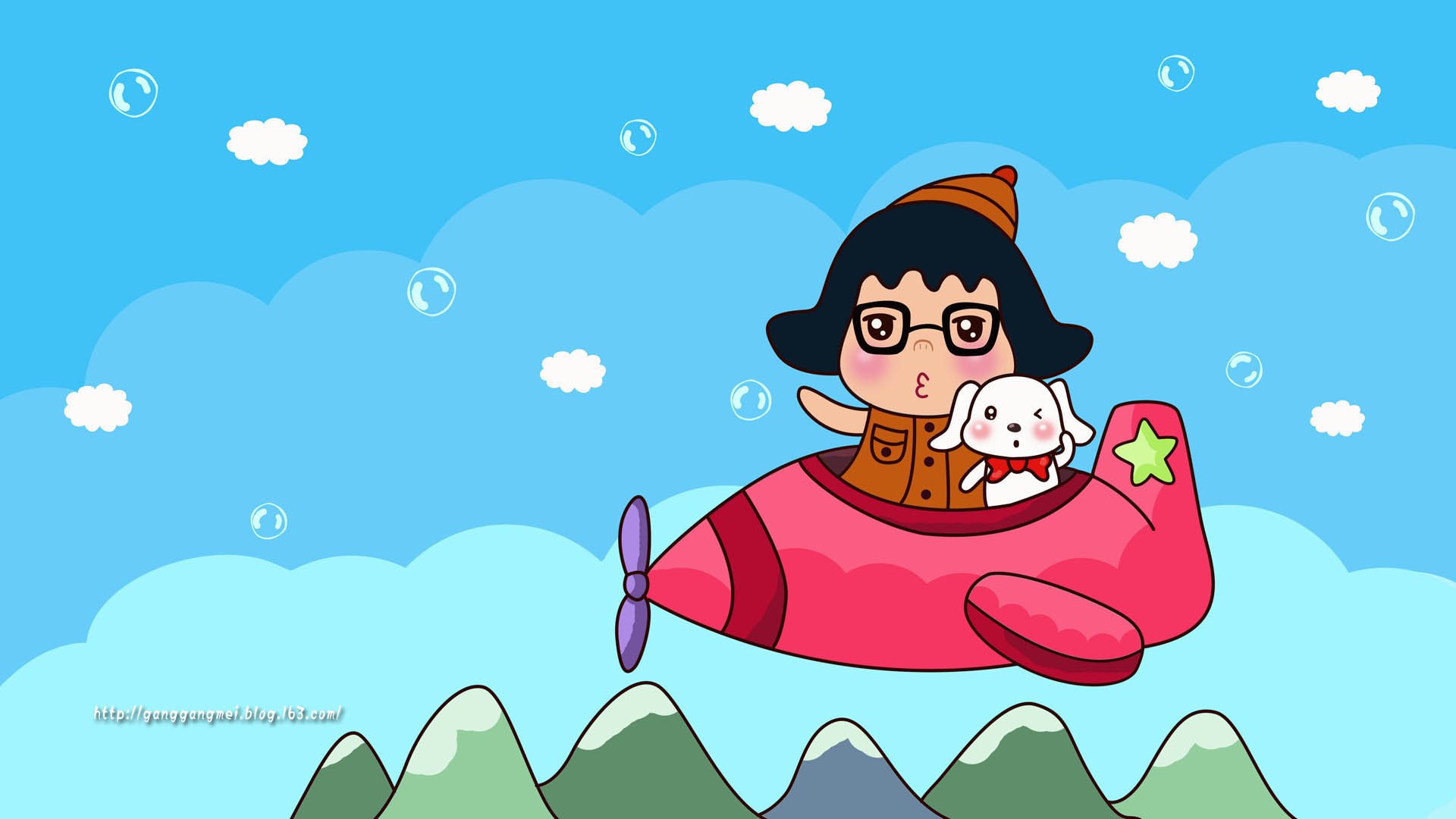 卡通 手绘 女孩 岗岗妹