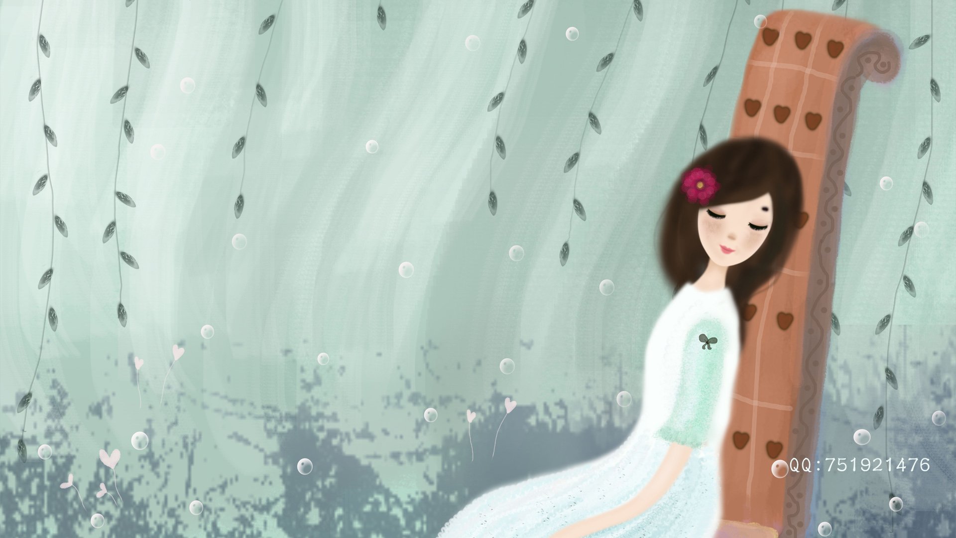 梦里飞插画 女孩 梦幻