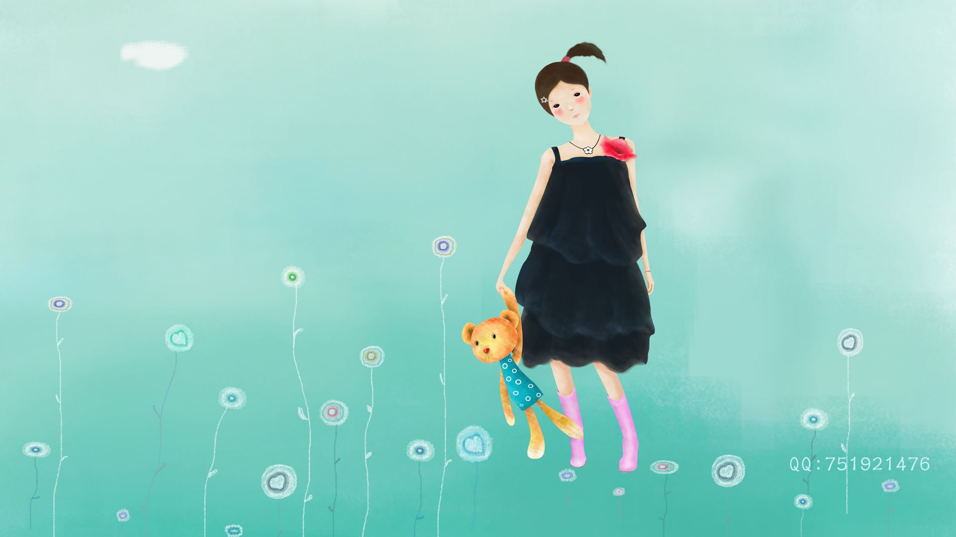 梦里飞插画 女孩 梦幻