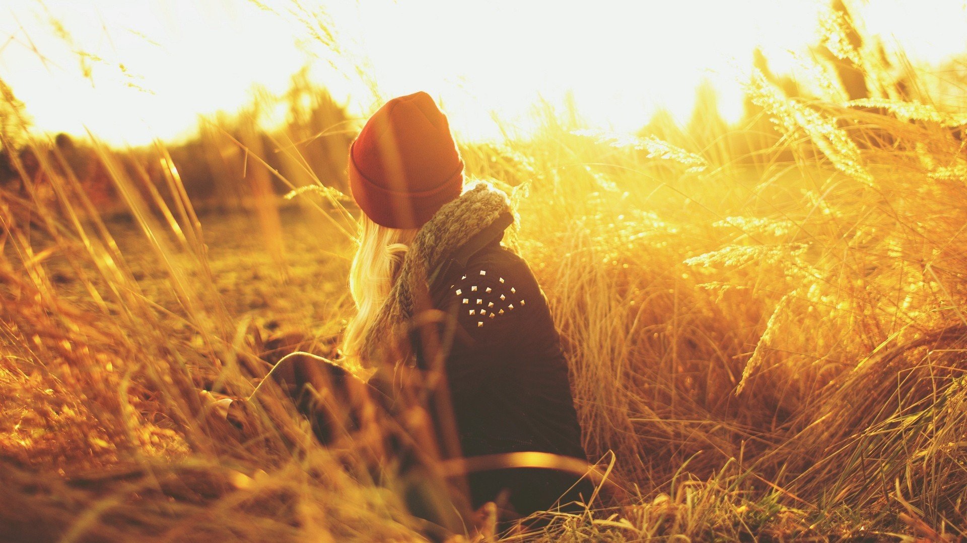 小清新 唯美 美女 影子 夕阳 背影