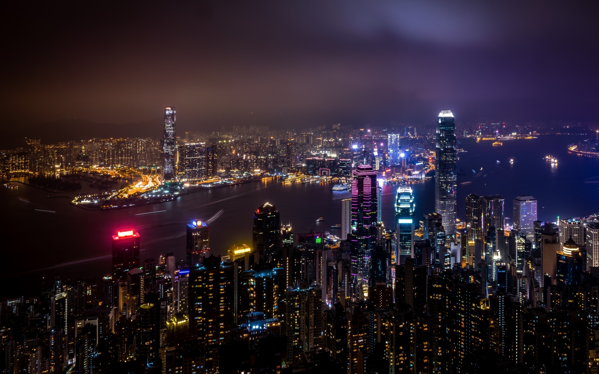 风景 香港 维多利亚港 城市夜景
