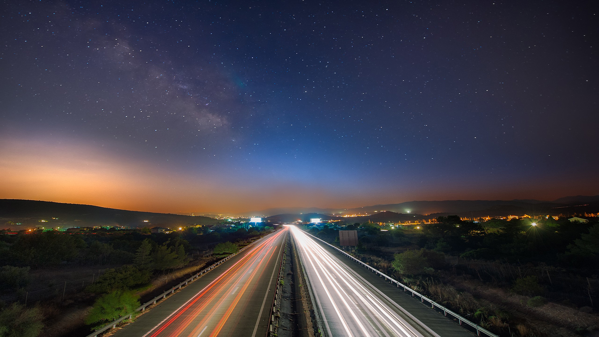 风景 城市夜景 光线 道路 公路 灯光