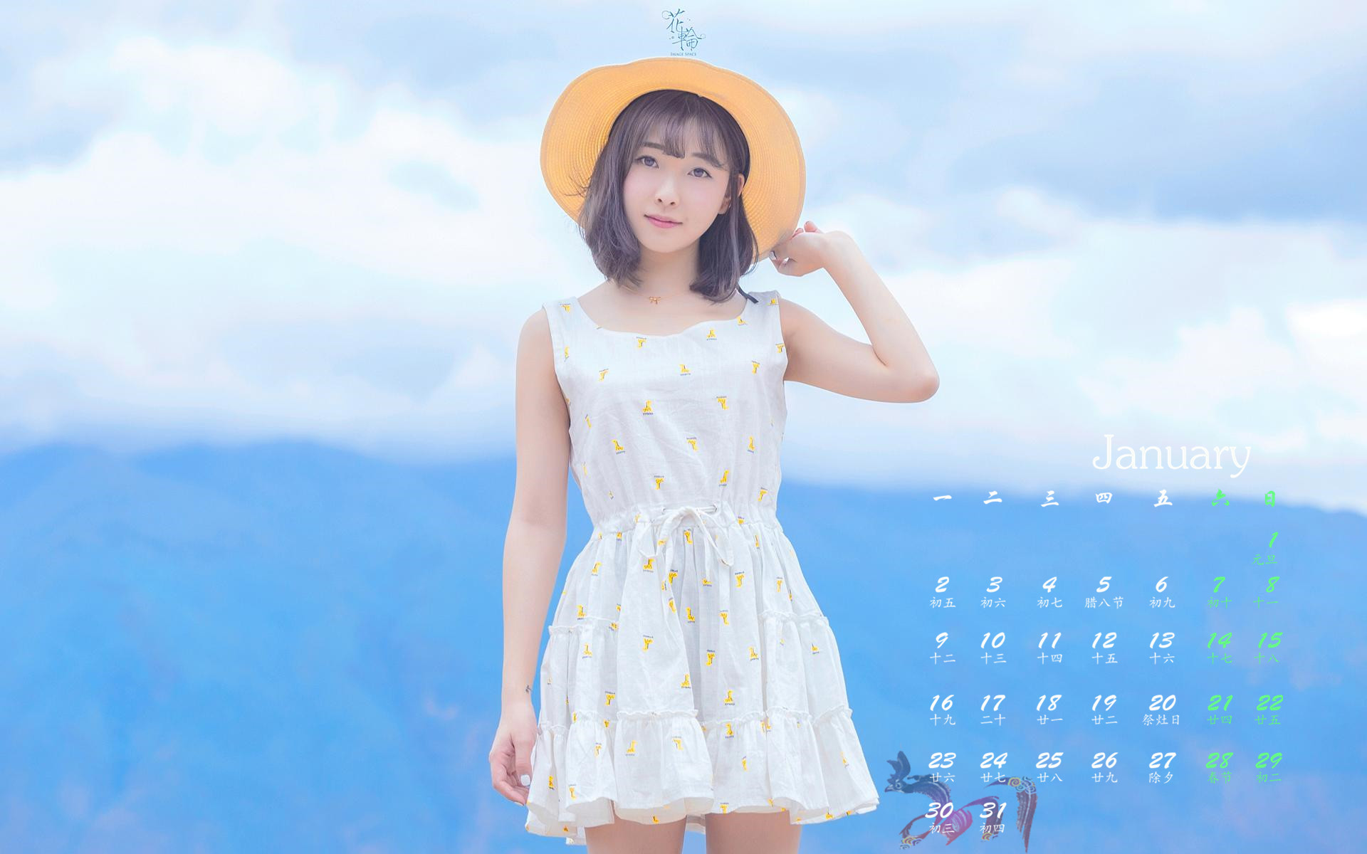 2017年1月 草帽 夏天 裙子