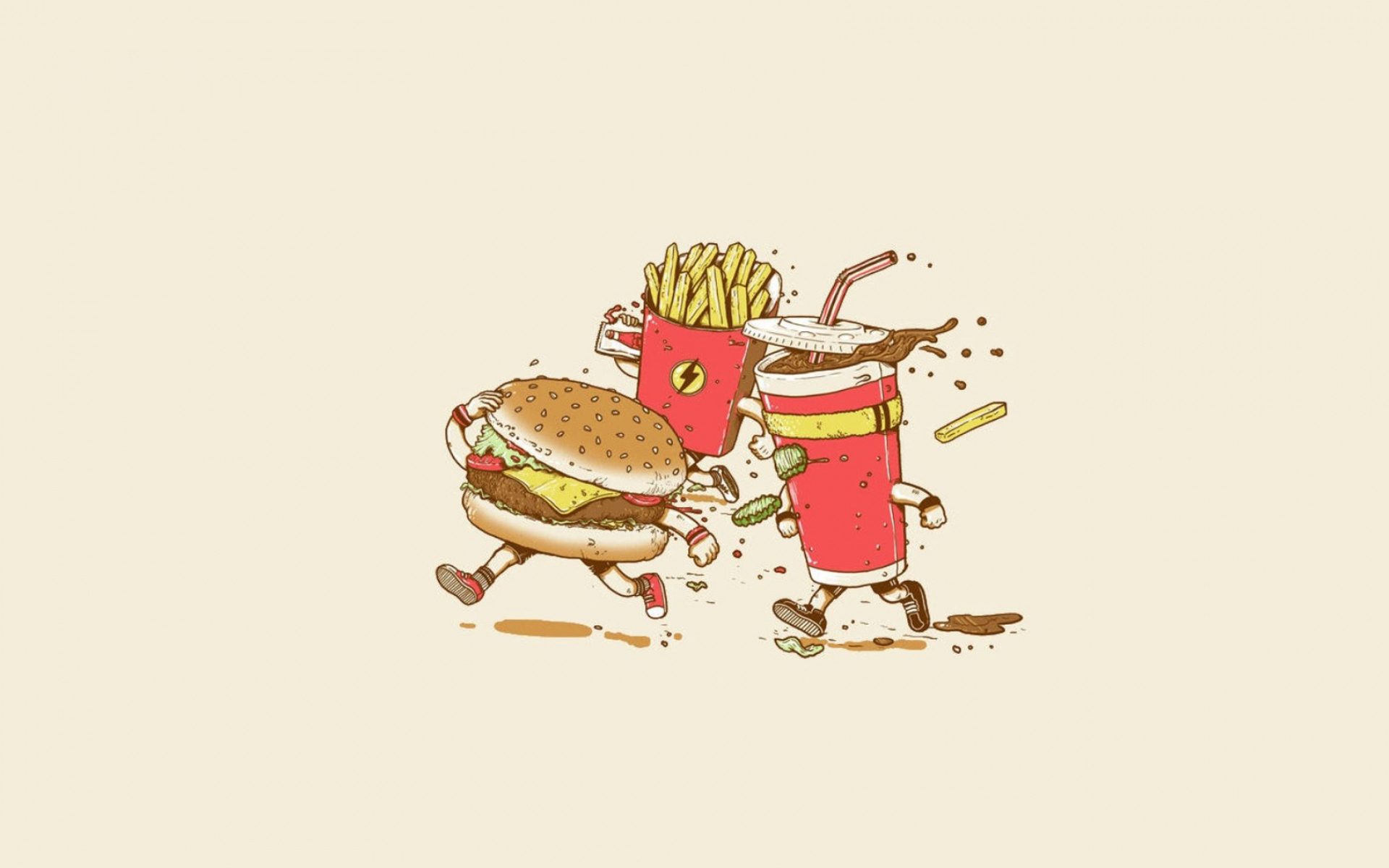 汉堡 可乐 薯条 奔跑