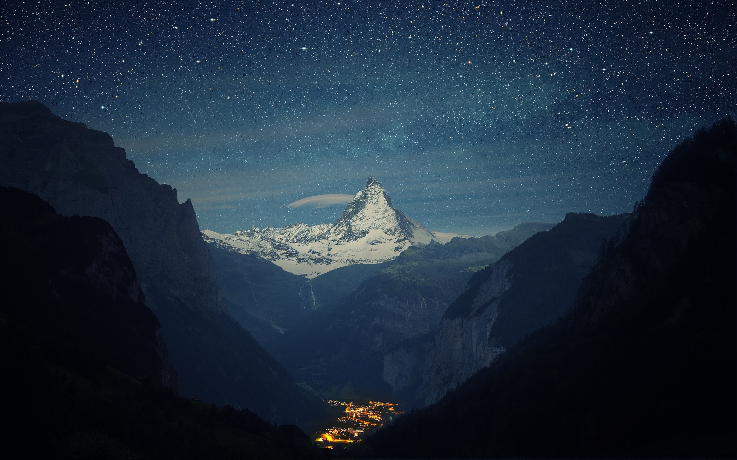 风景 山脉 星空