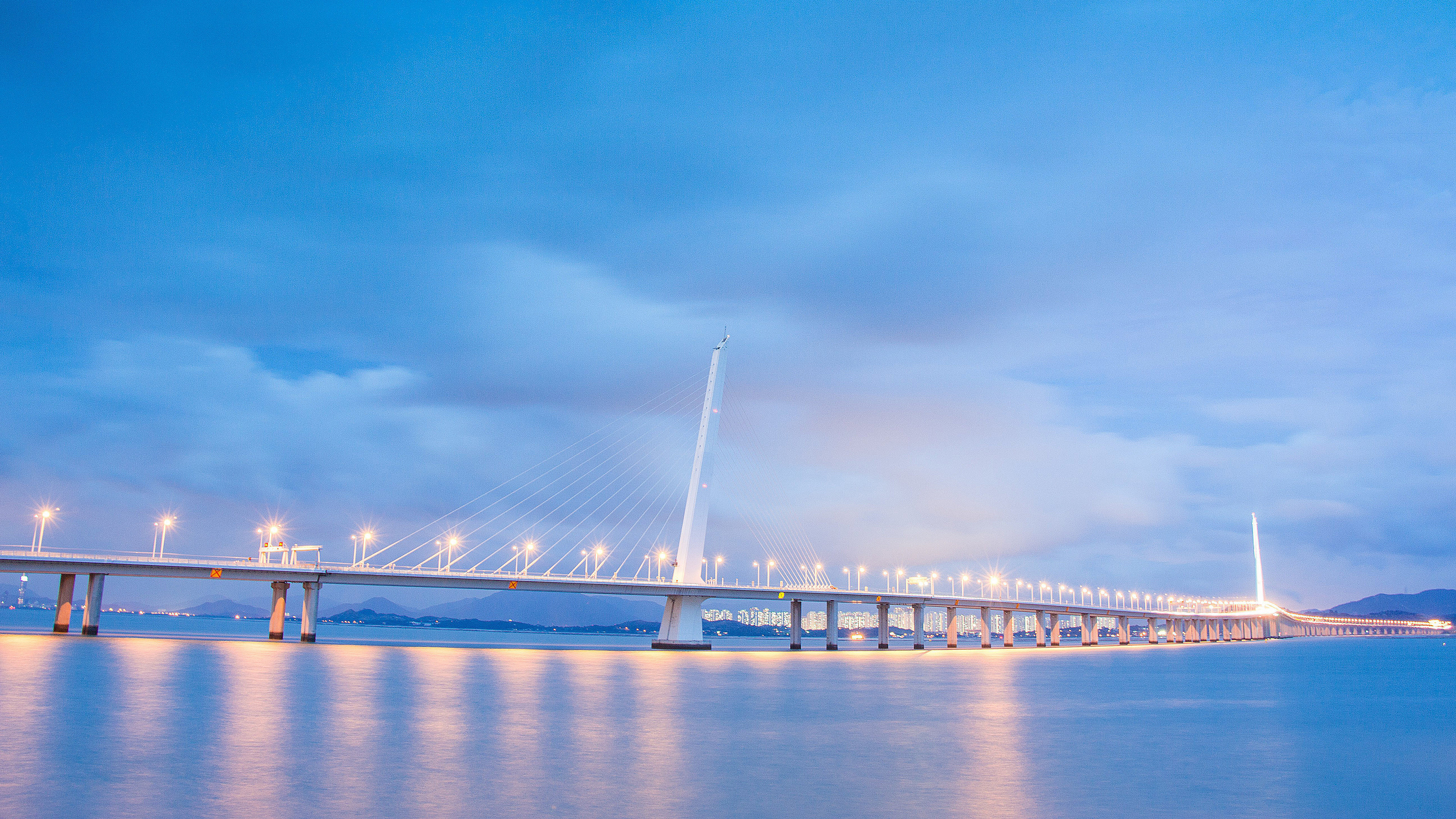 风景 4K 城市夜景 广东 深圳 深圳湾 跨海大桥