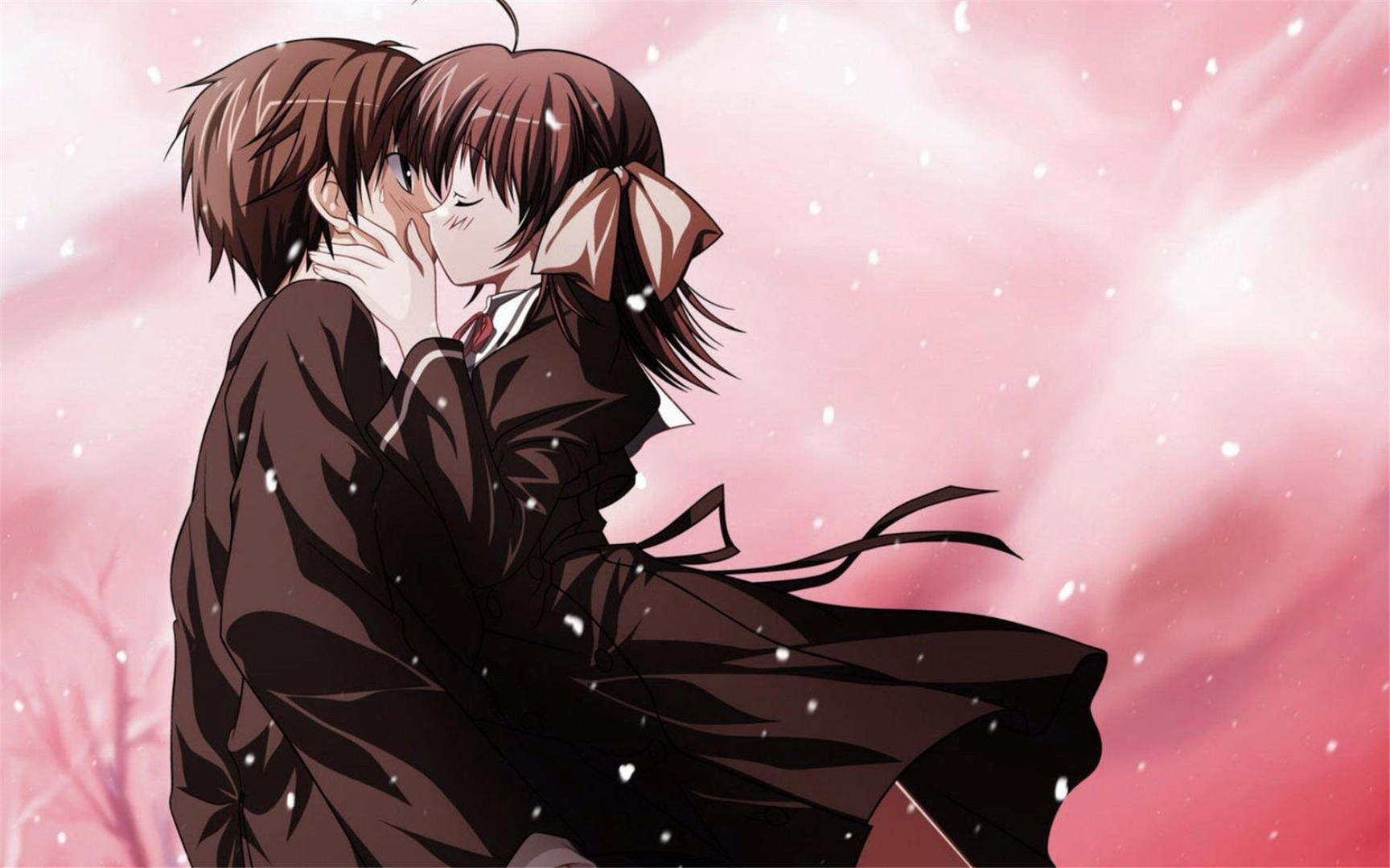 唯美温馨 卡通 情侣 亲吻