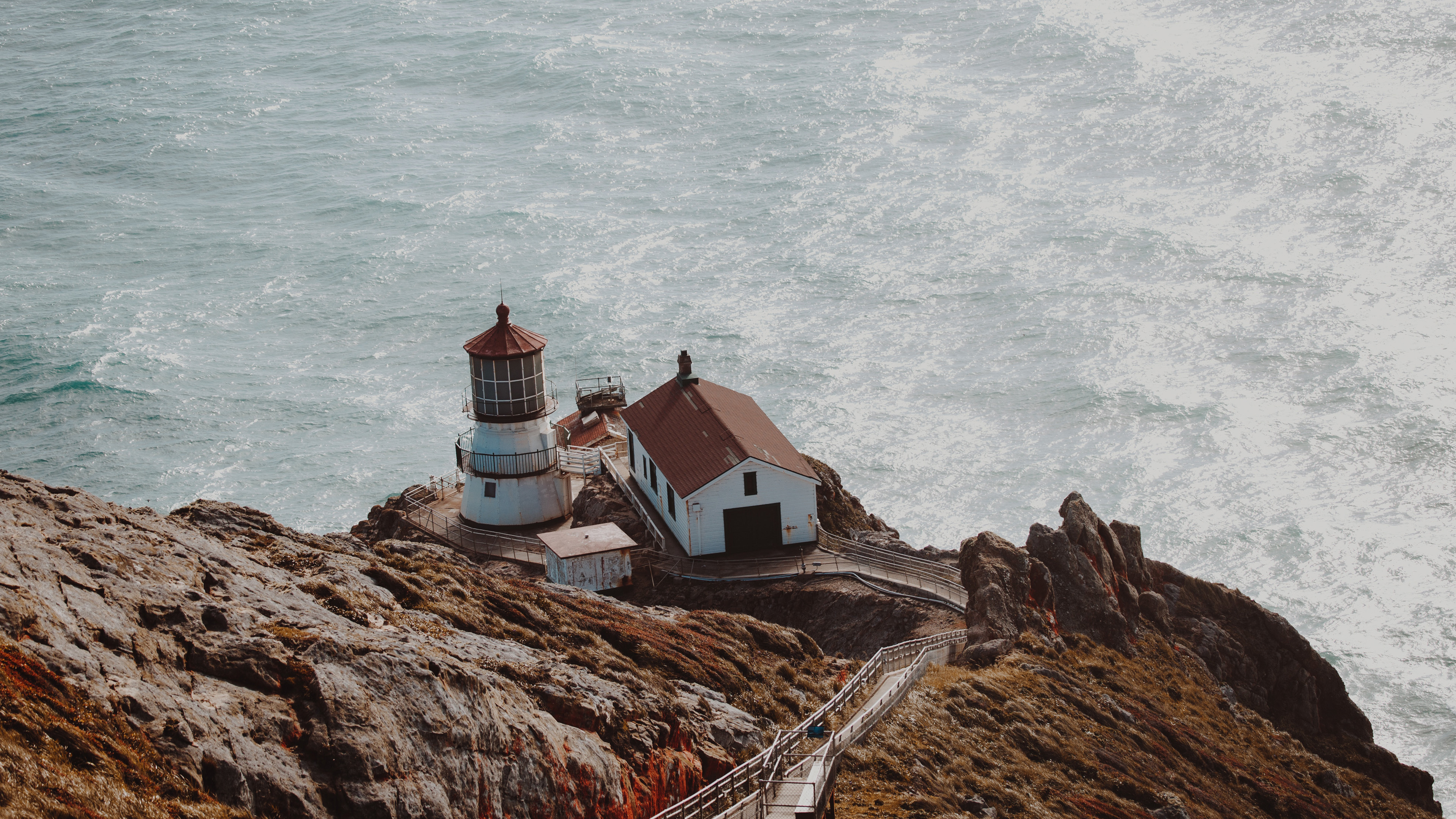 4K 风景 大海 海岸线 灯塔