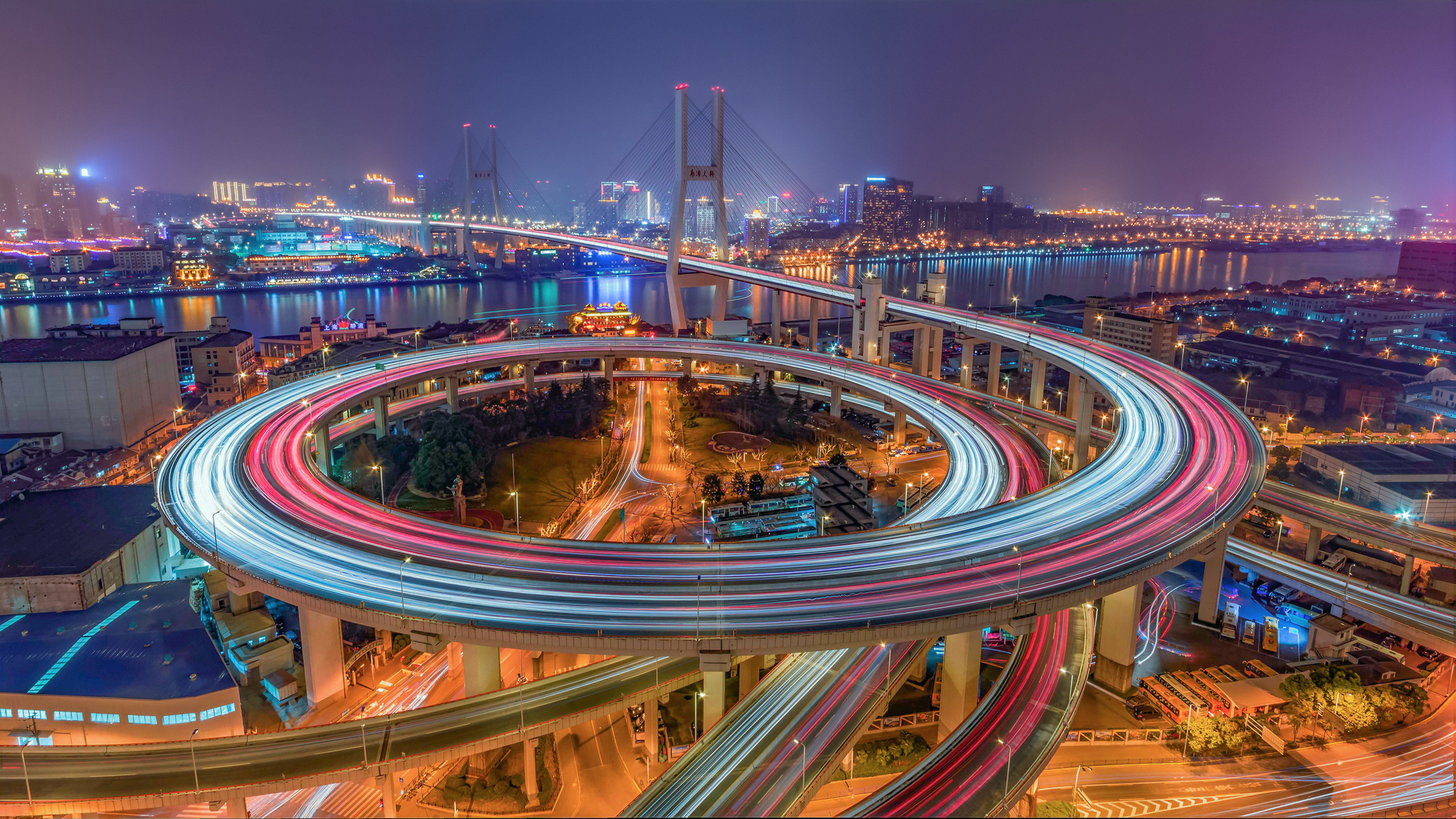 城市夜景 立交桥 流光
