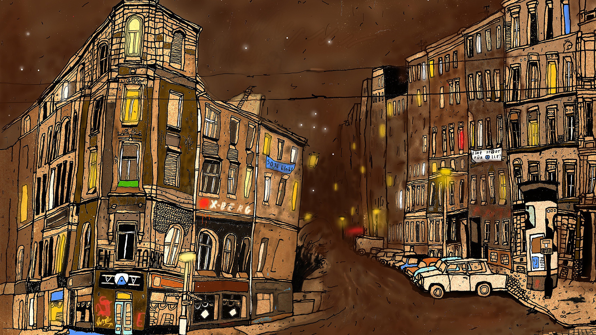 油画 生活 市区 高楼