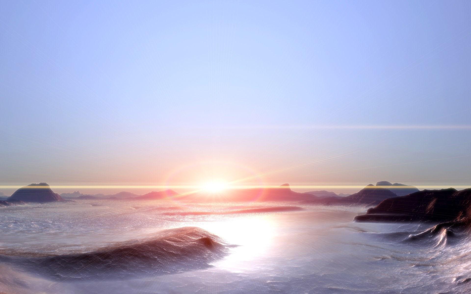 风景 海上日出 唯美 宽屏
