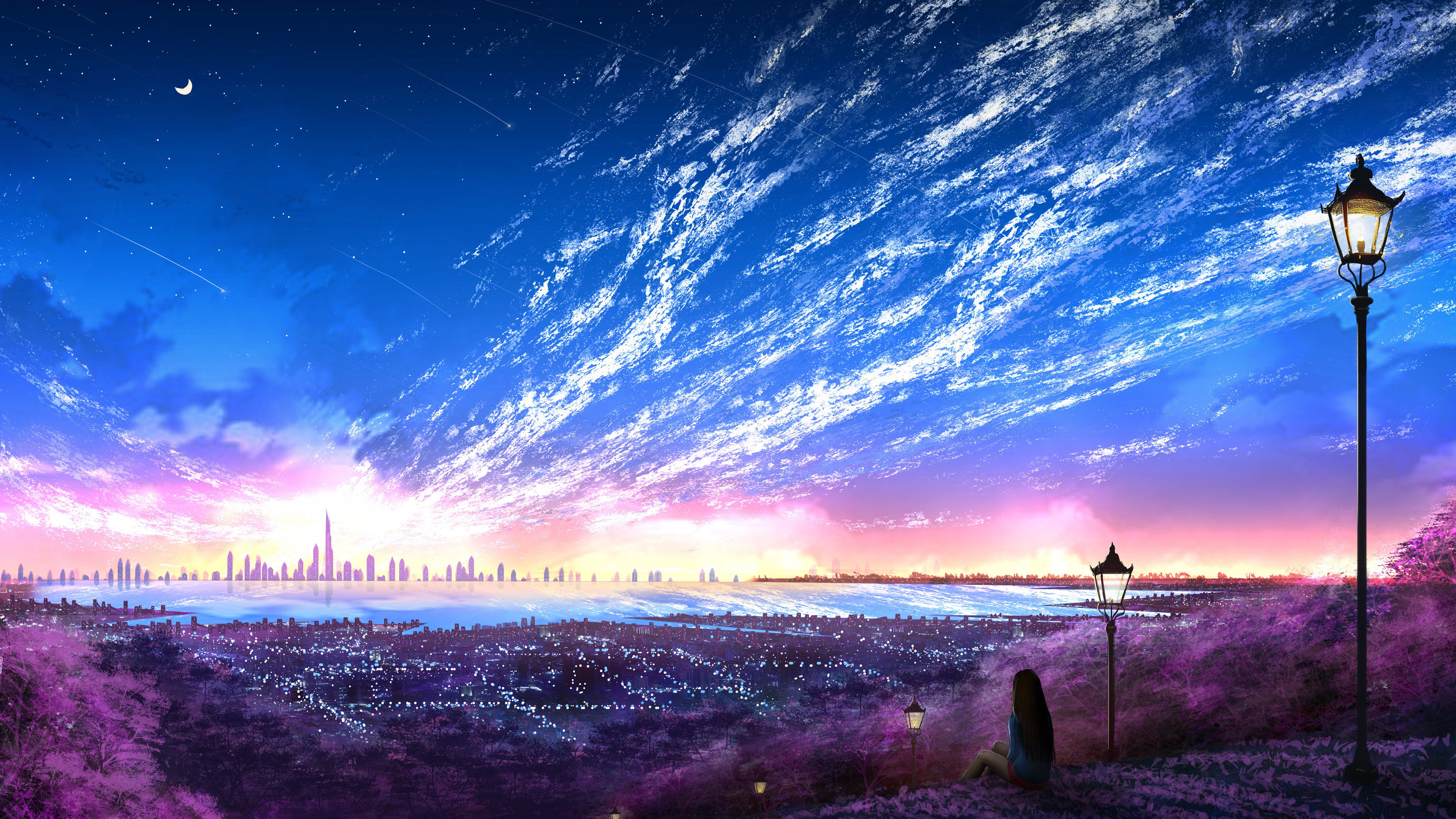 晚霞 天空 浪漫 女孩 安静