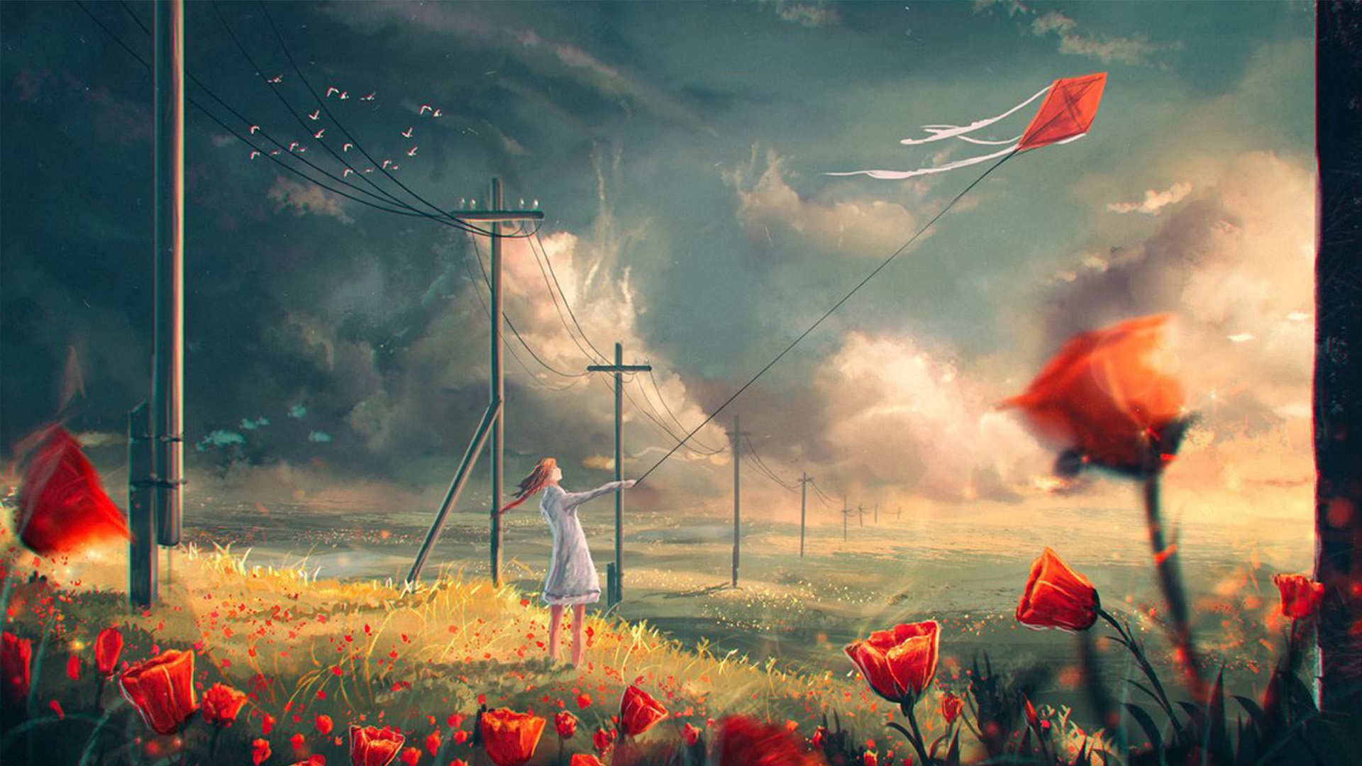 手绘 风筝 色彩