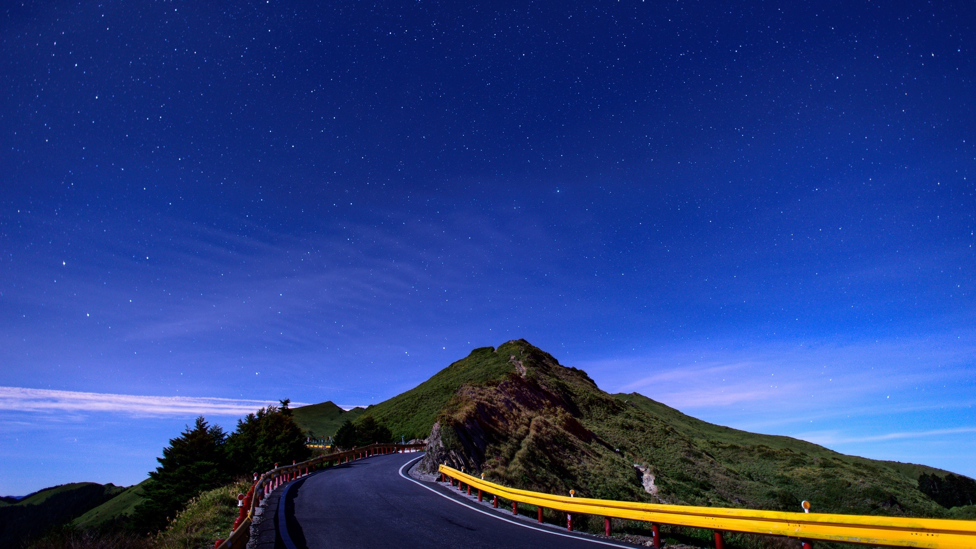 落日余晖  星空下的公路
