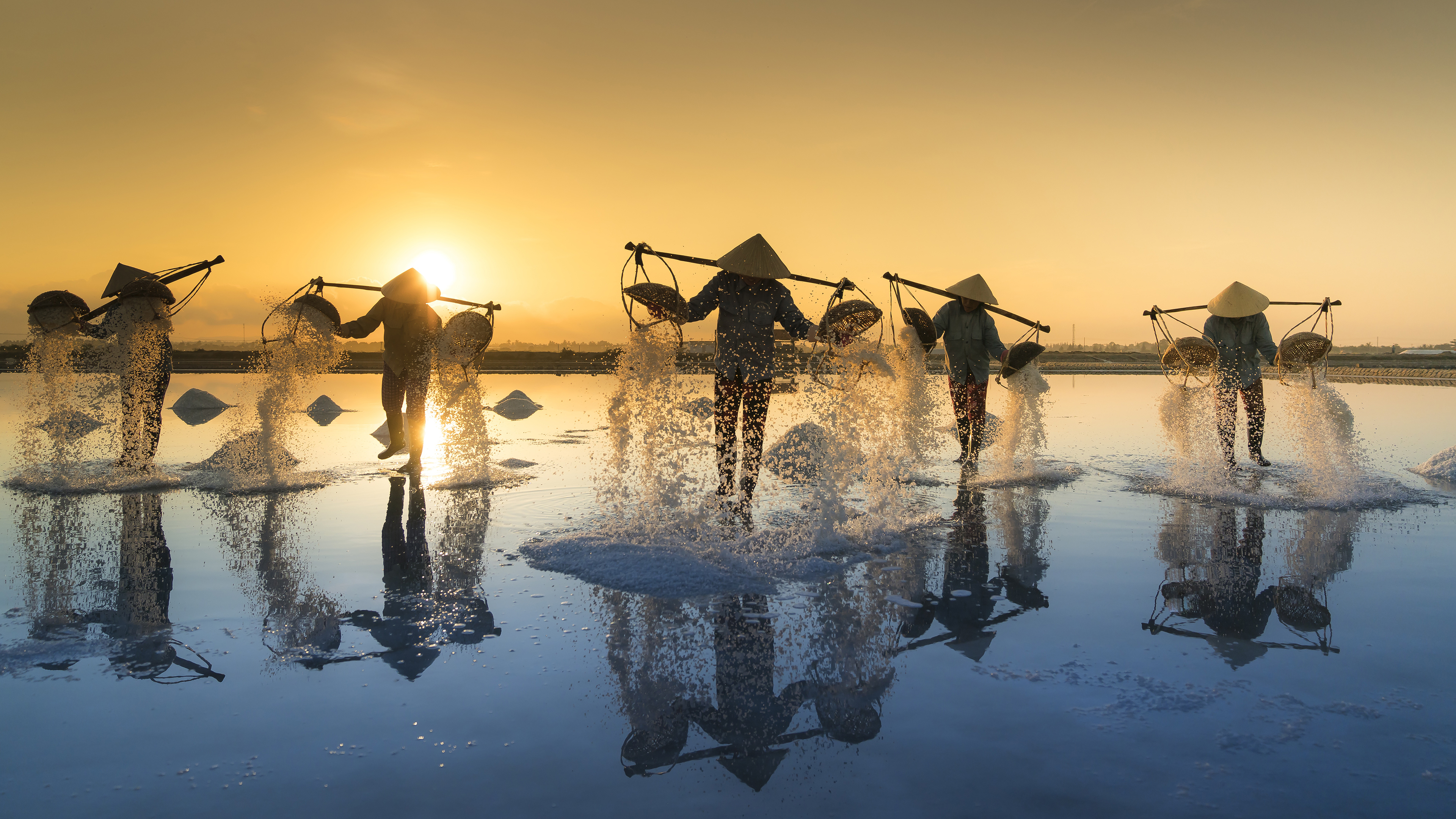 盐湖 日出 劳动