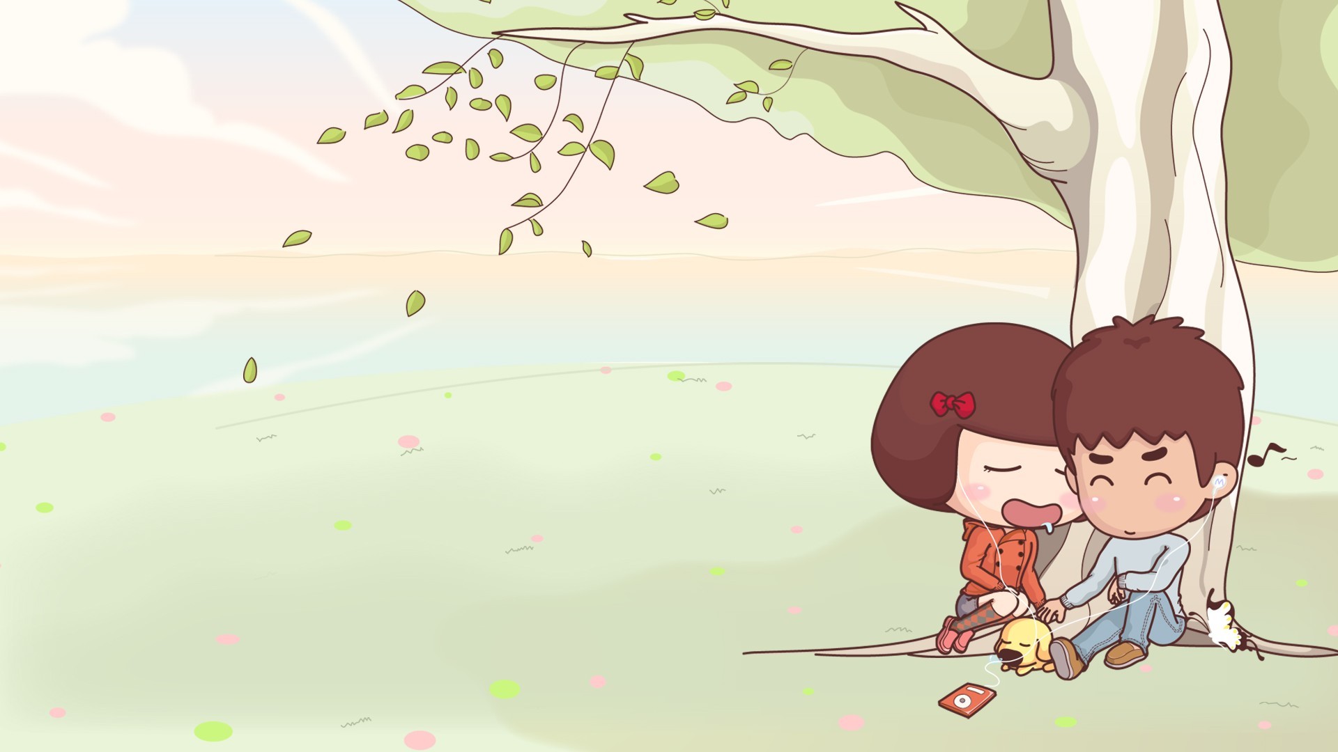 浪漫手绘 卡通 情侣