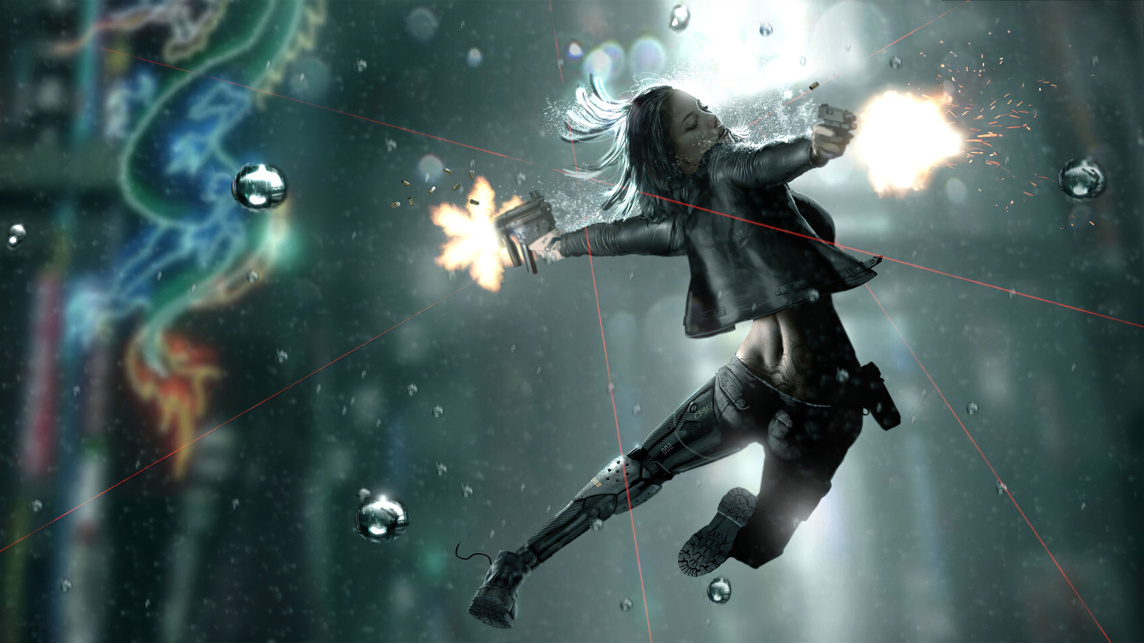 卡通人物 枪战 静止 慢动作 红外线