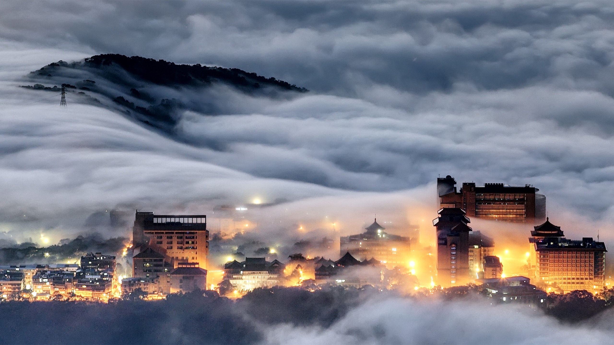 城市夜景 梦幻 迷雾